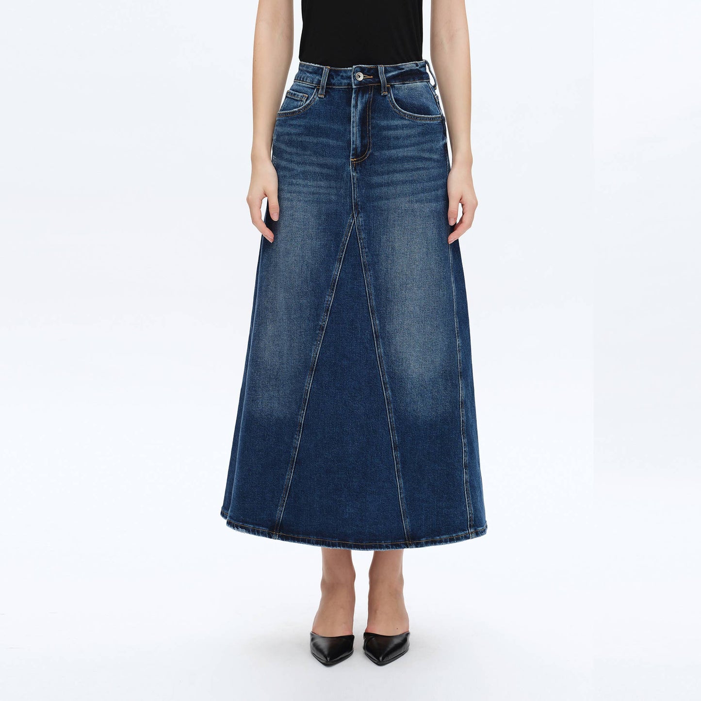 Blue Tears Washed Denim A-Line Skirt