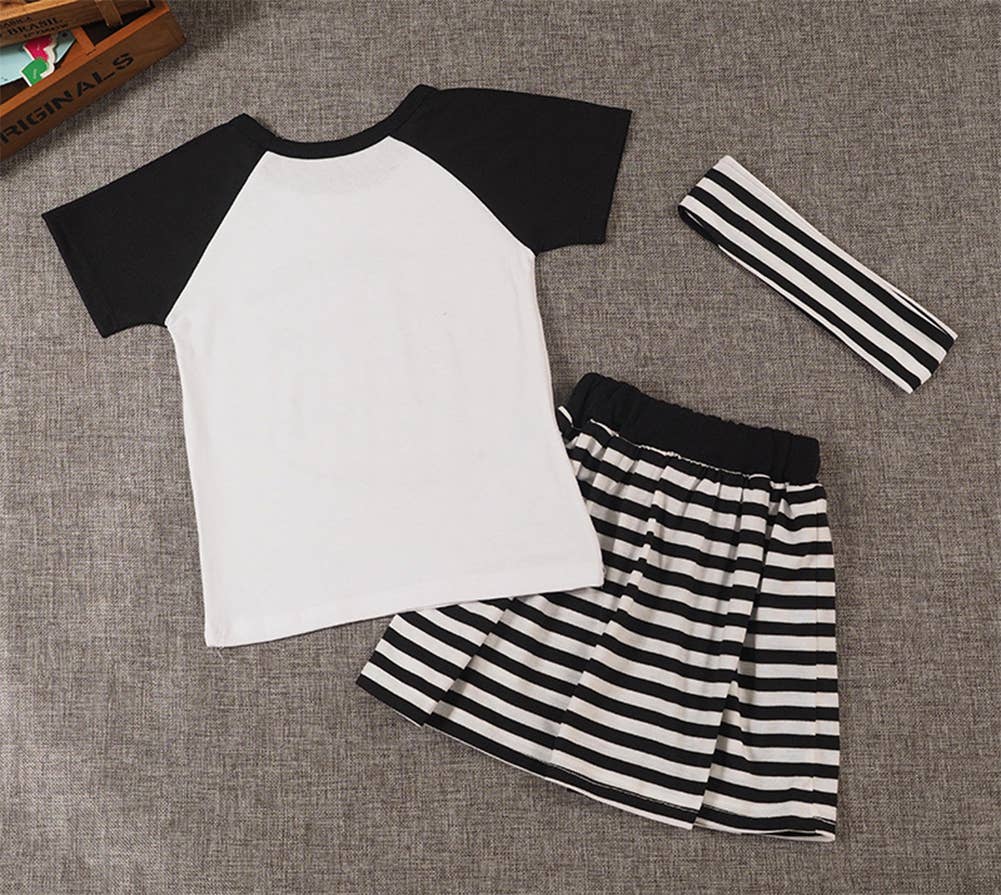 Black & White Spread Your Wings Tee, Skirt & Headband