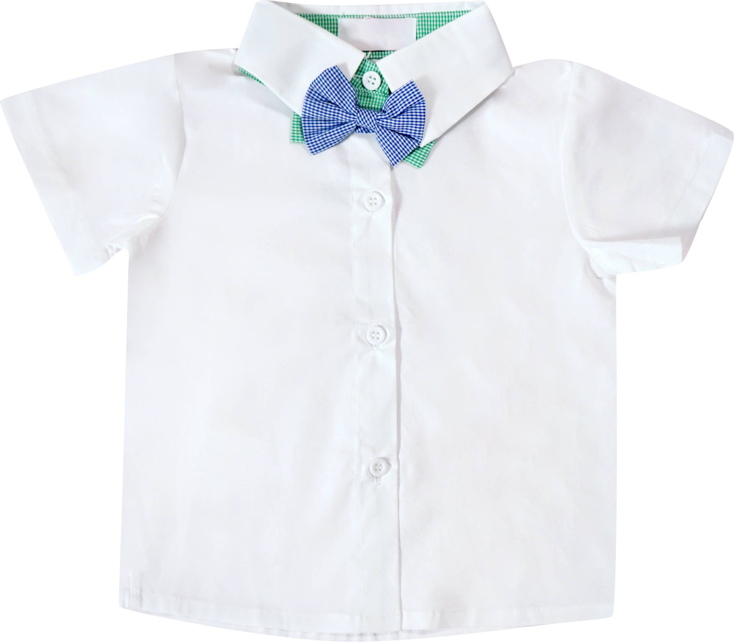 White, Blue & Green Suspender Bowtie Short Suit 4pc