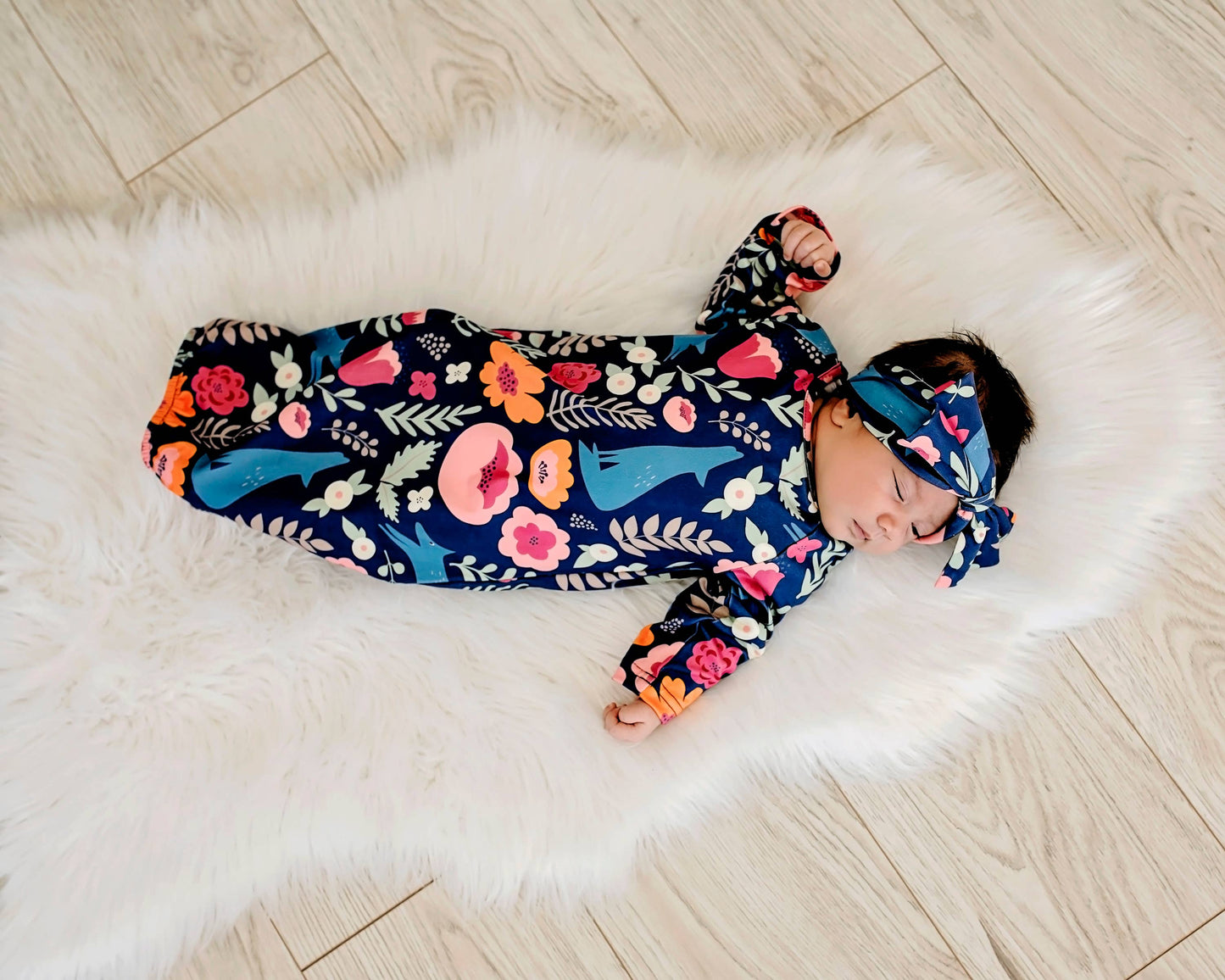 Fox Baby Gown & Bow Headband