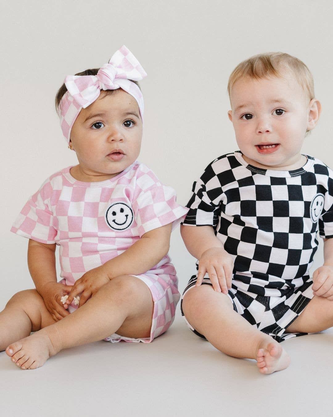 Pink Checkered Shorts Set