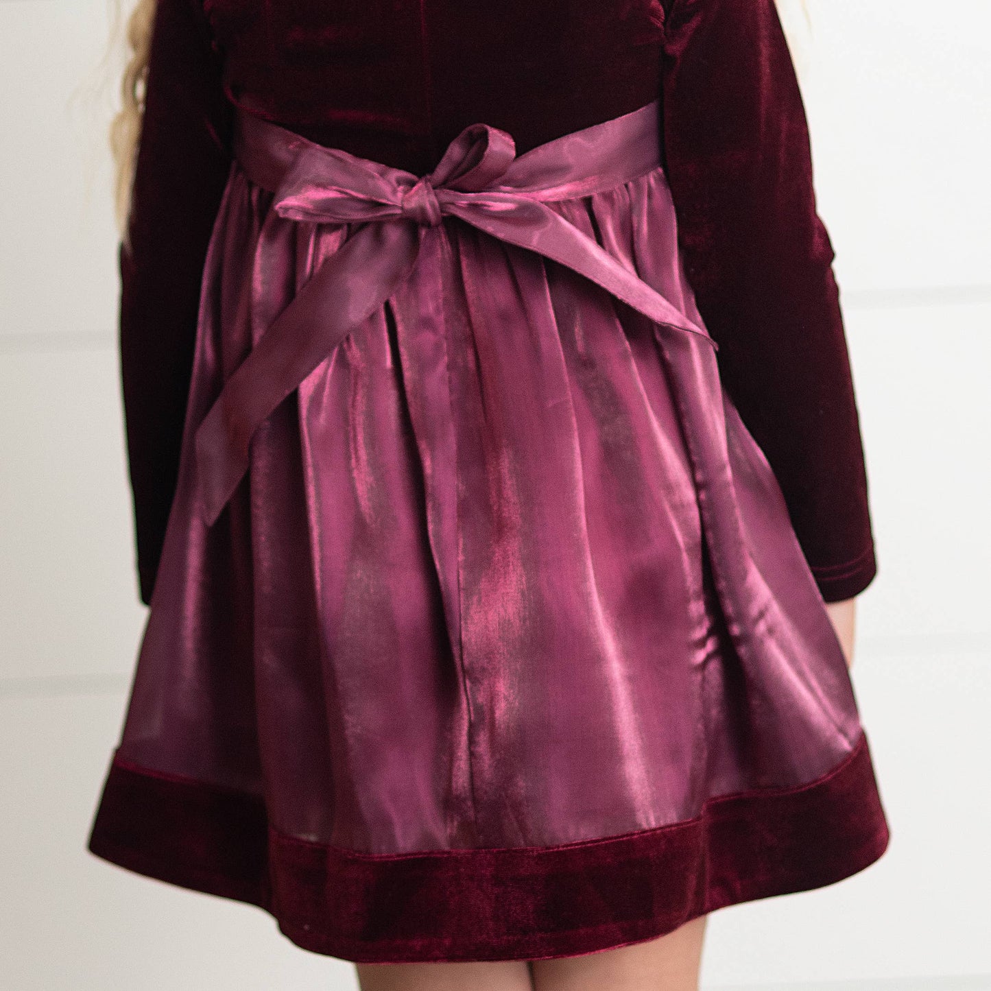 Plum Velvet Tie Back Bow Fancy Dress