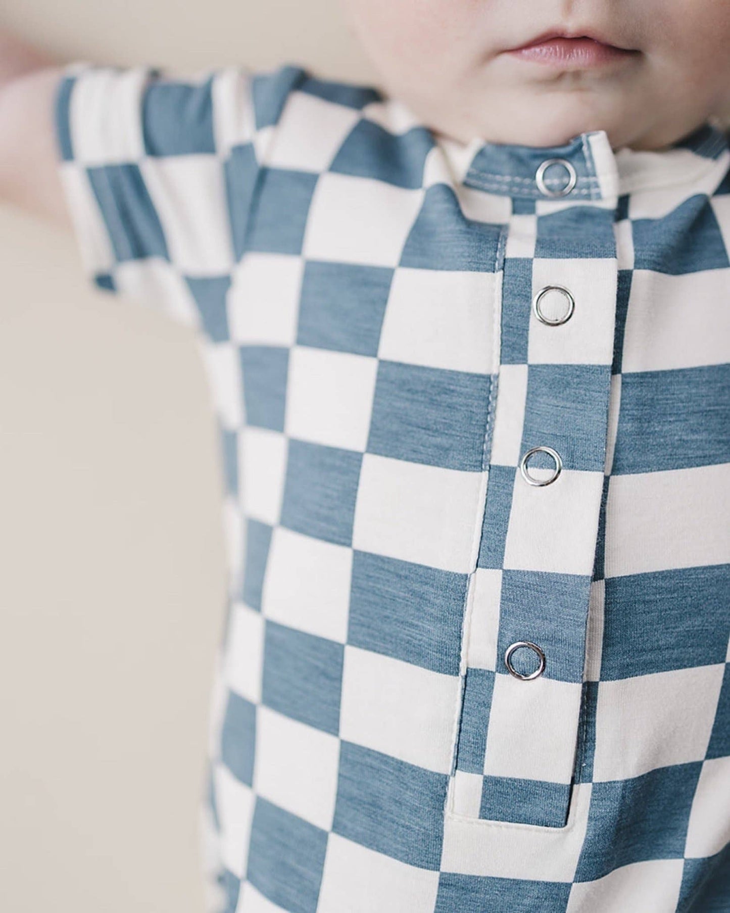 Blue & White Bamboo Checkered Jumpsuit
