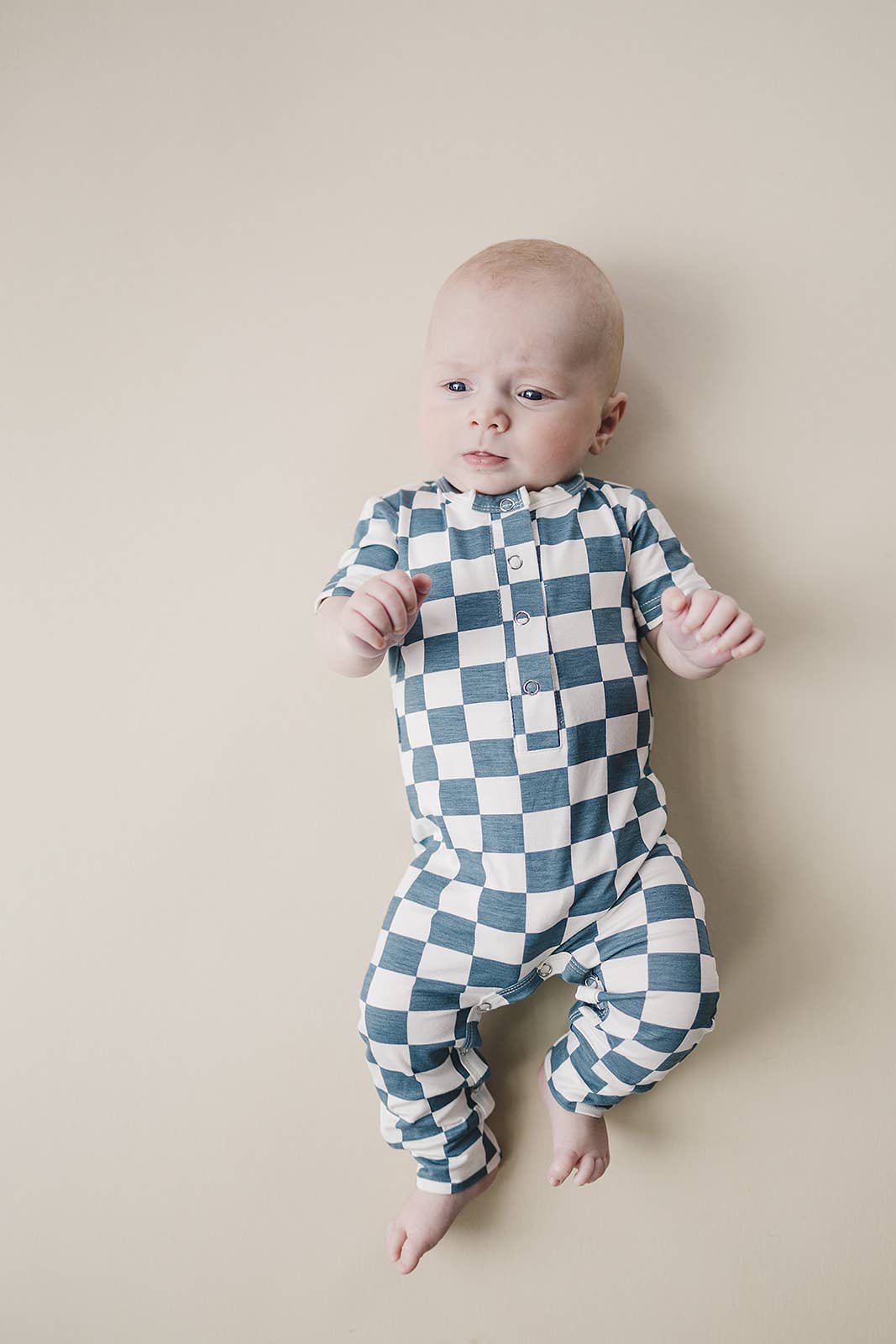 Blue & White Bamboo Checkered Jumpsuit