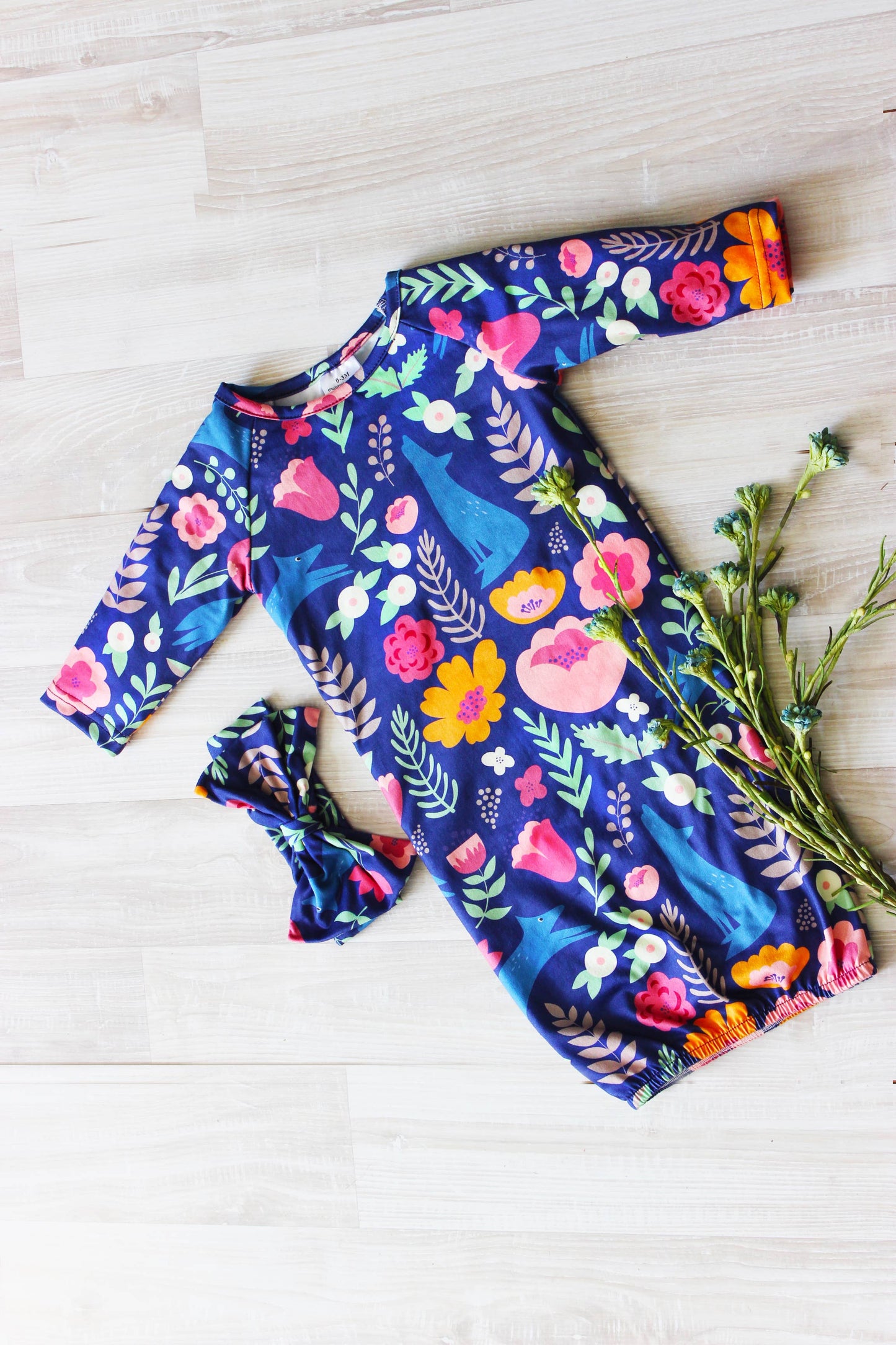 Fox Baby Gown & Bow Headband