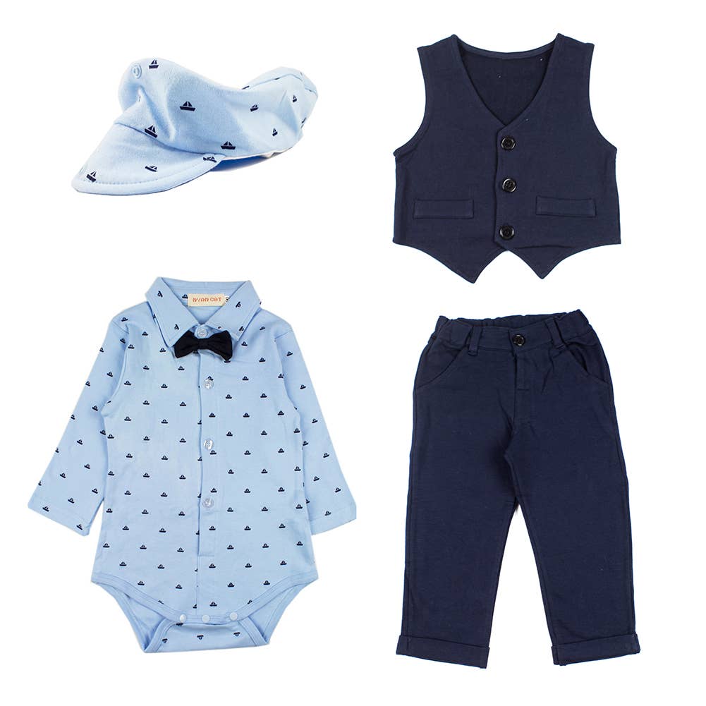 Blue Tuxedo 4pc Formal Wear Outfit