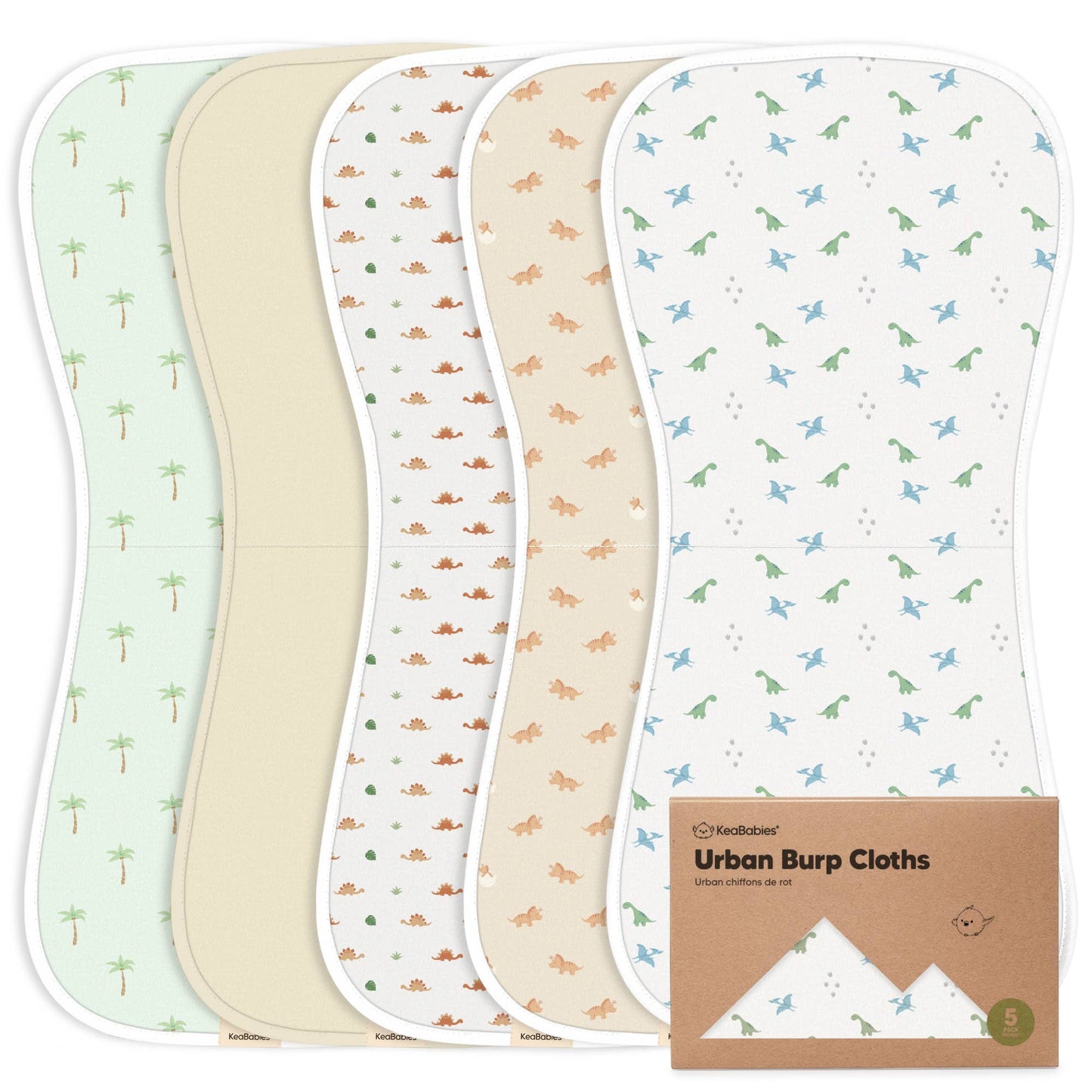 KeaBabies 5-Pack Urban Burp Cloths