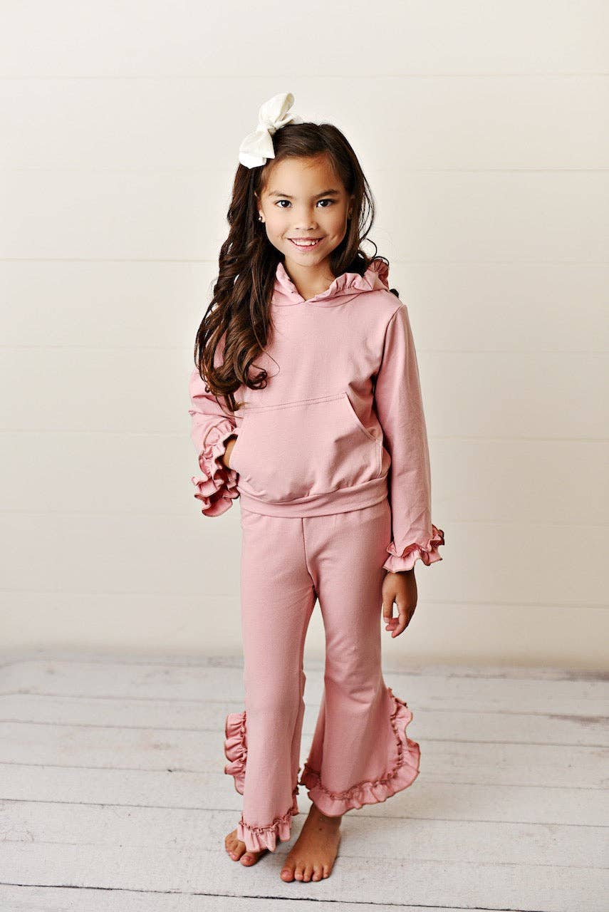 Dusty Pink Hooded Ruffle Pocket Set