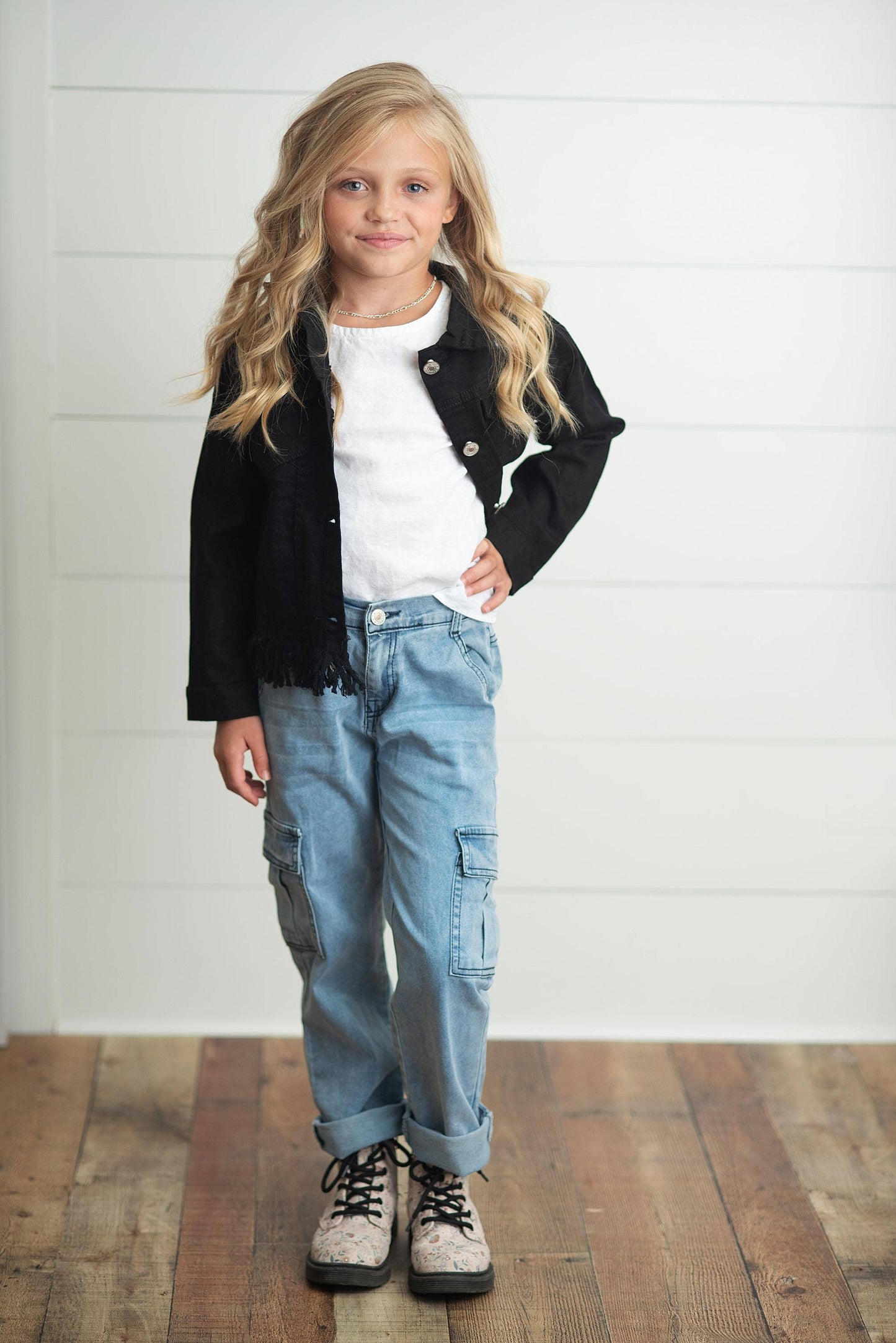Black Denim Fringe Jacket