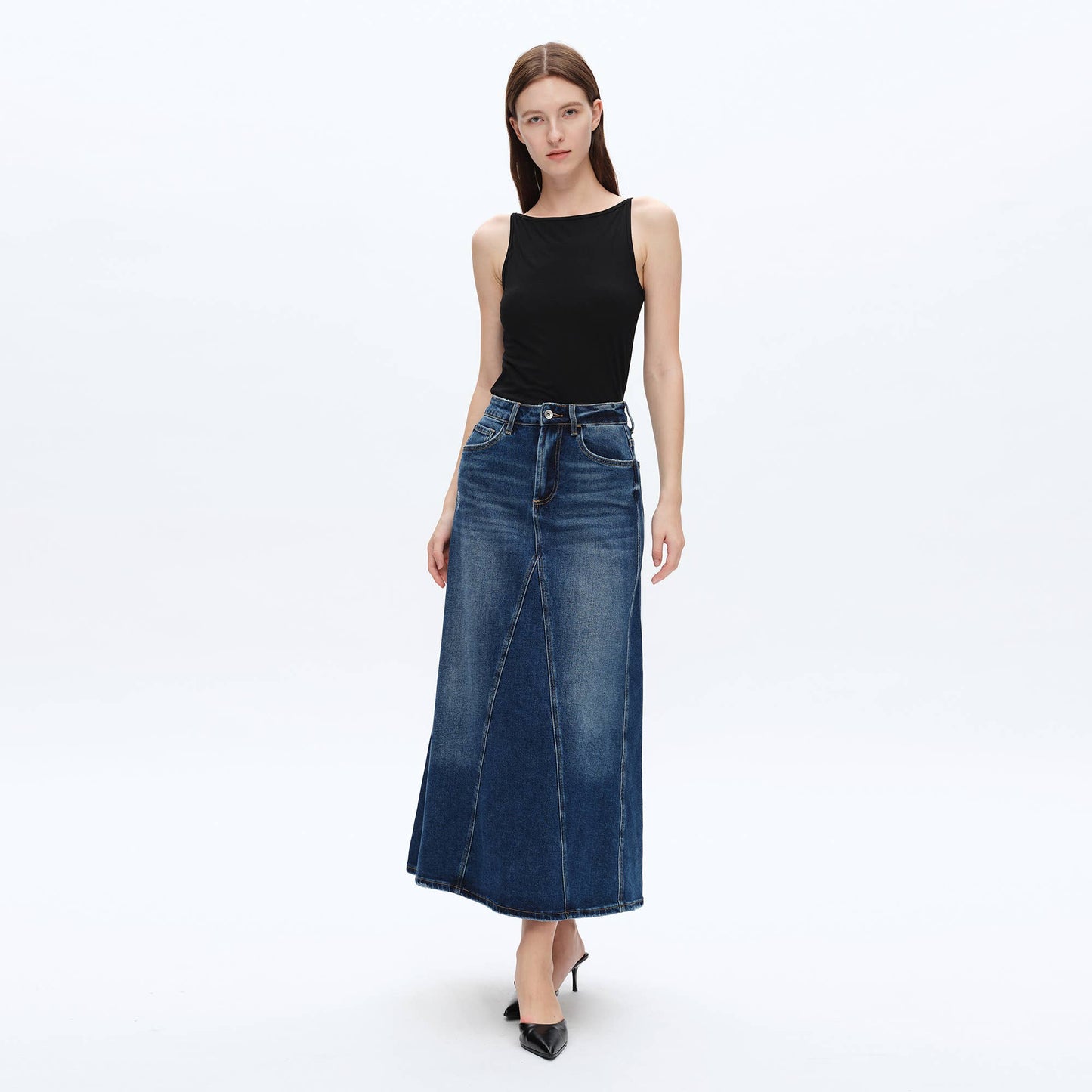 Blue Tears Washed Denim A-Line Skirt