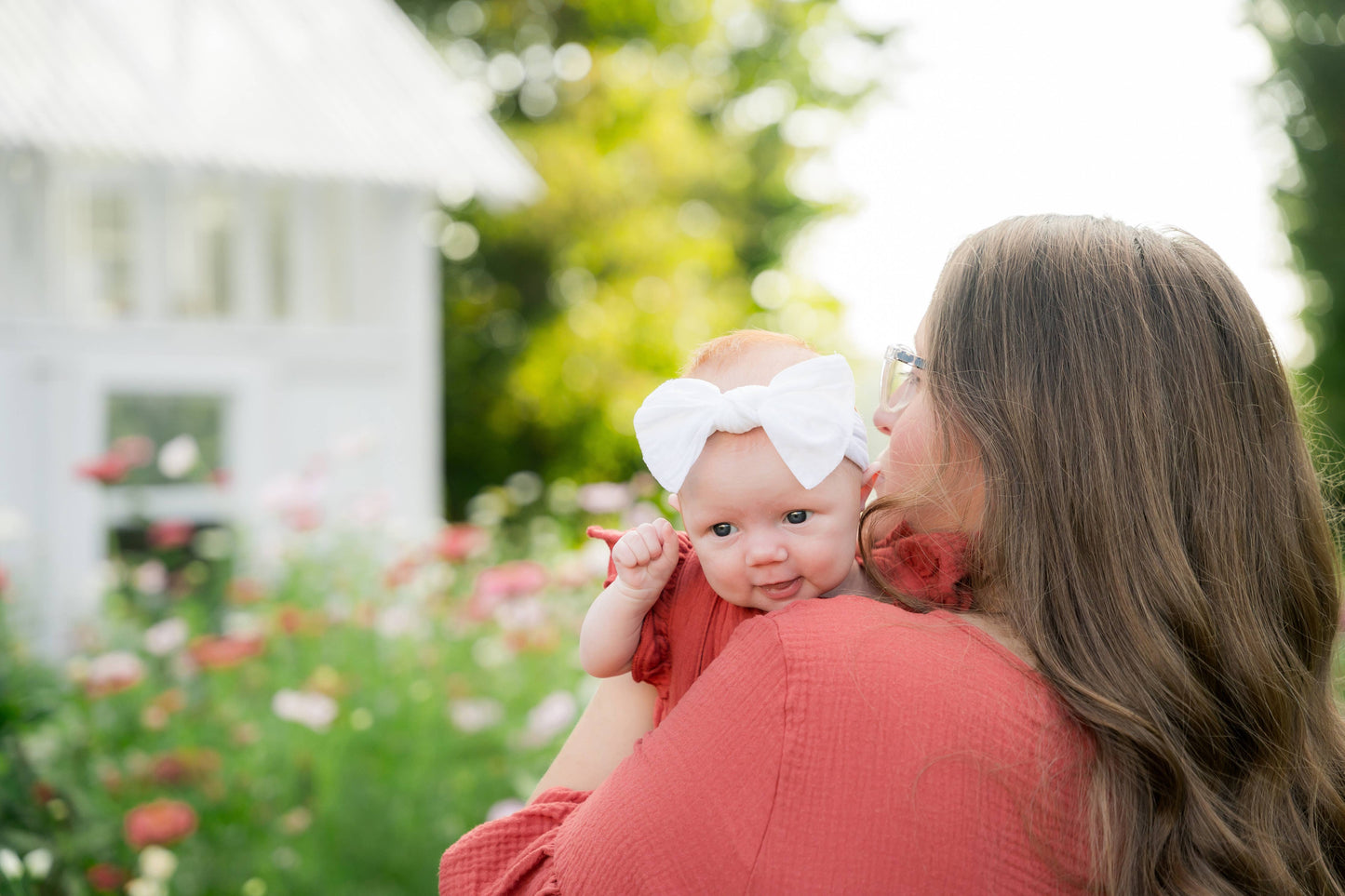 Mother and Infant Rust Colored Midi High Low Dress and Onesi