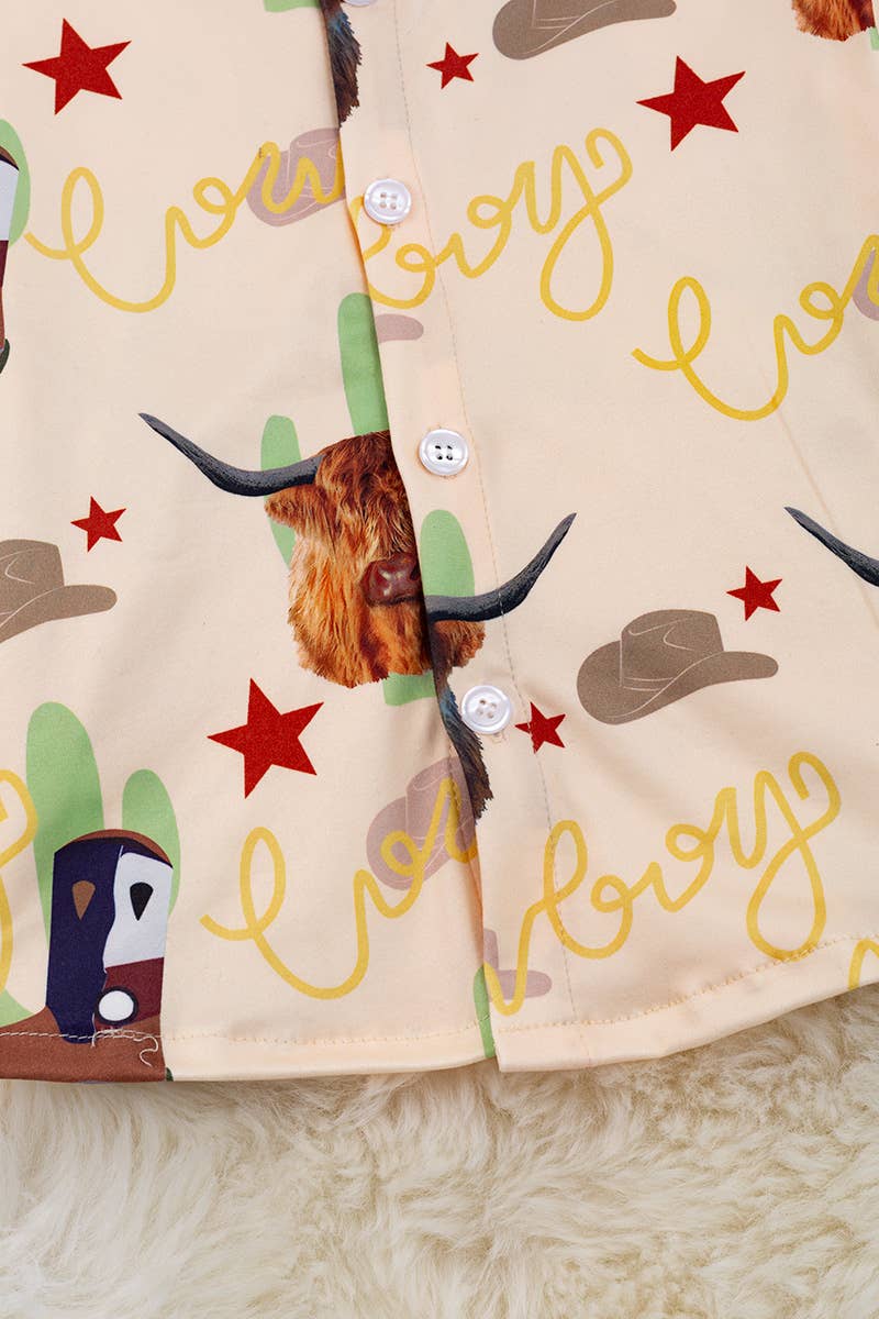 TEXAN COWBOY PRINTED BOYS BUTTON UP SHIRT. TPB420012 LOI