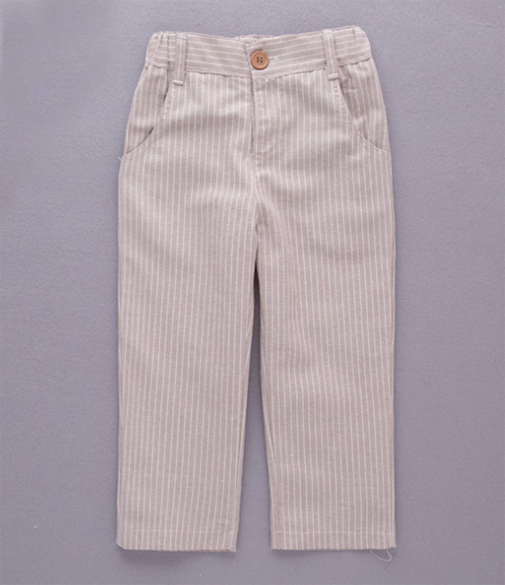 Khaki White Formal Wear Shirt, Pants & Vest 3pc Outfit
