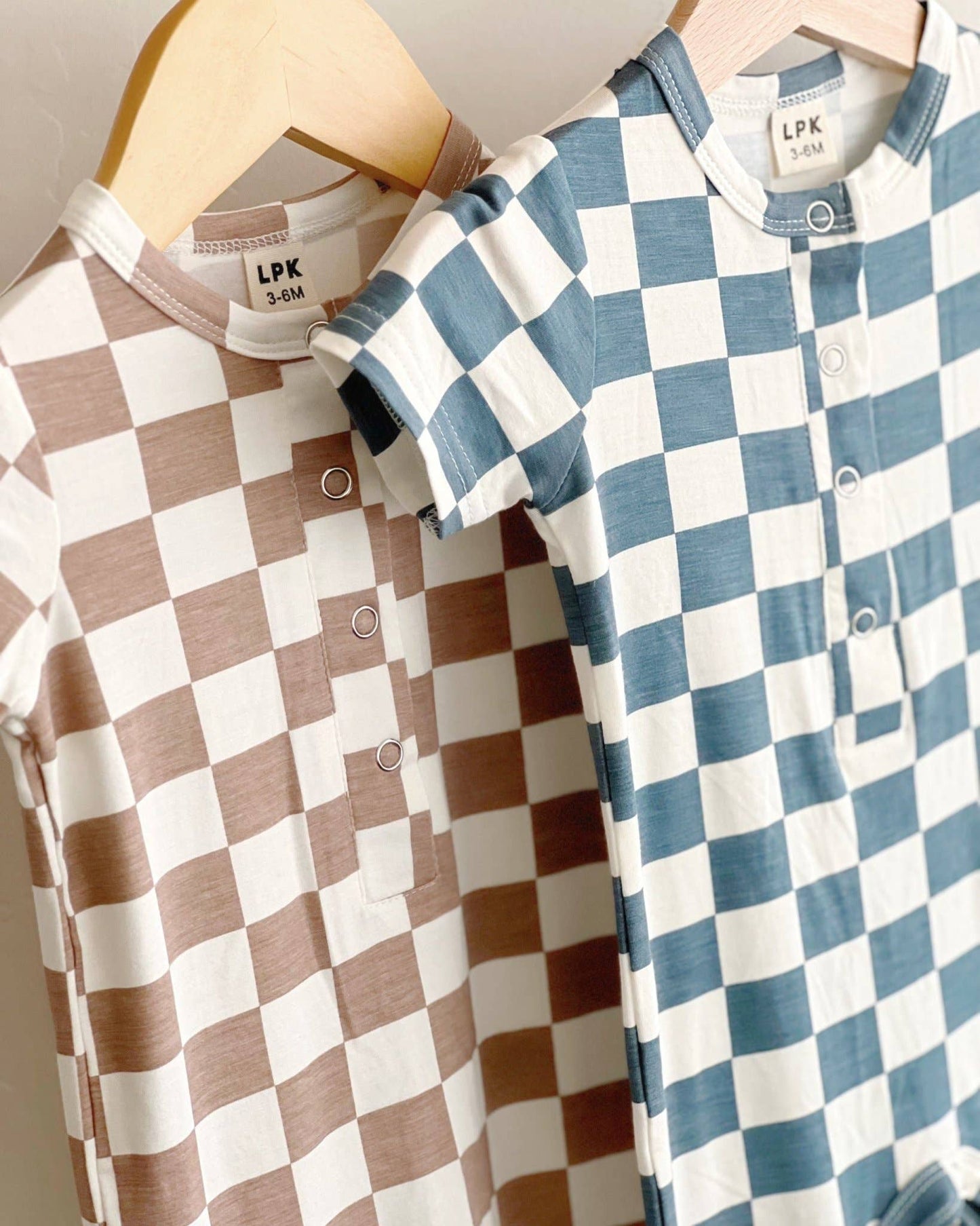 Blue & White Bamboo Checkered Jumpsuit