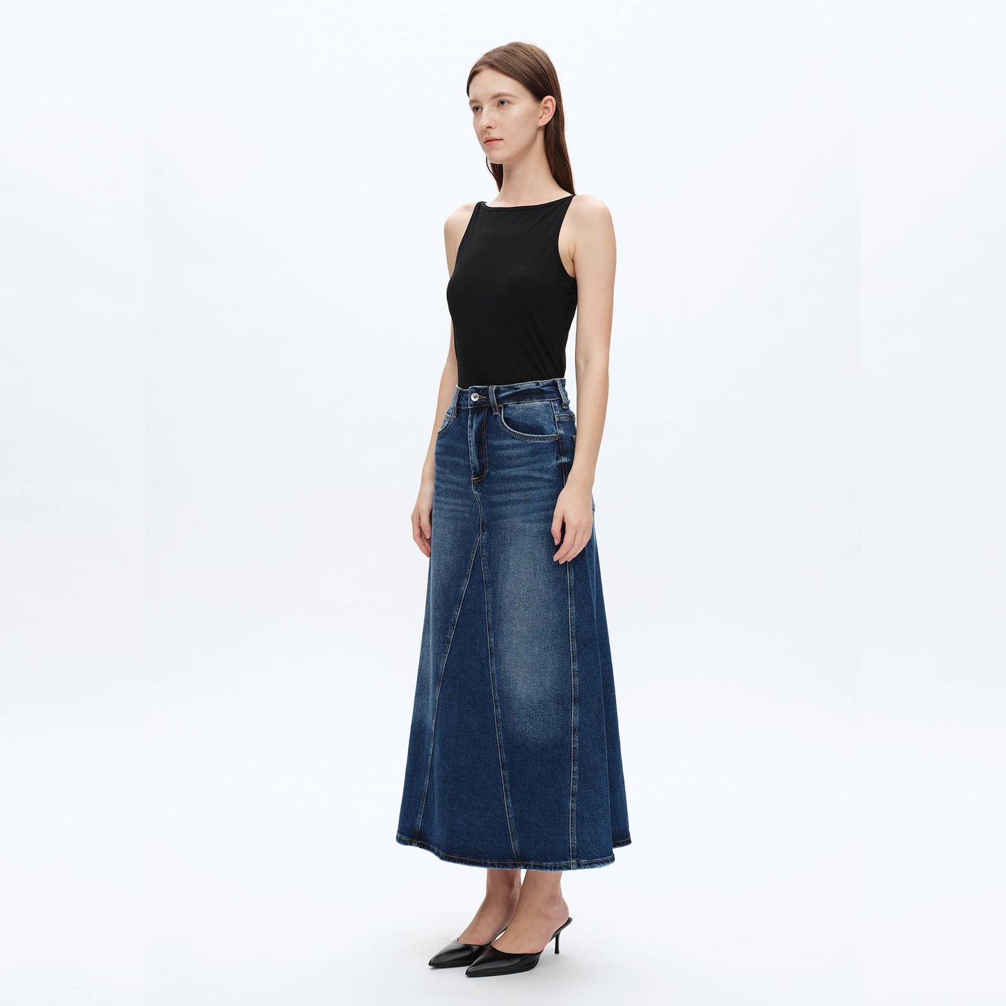 Blue Tears Washed Denim A-Line Skirt
