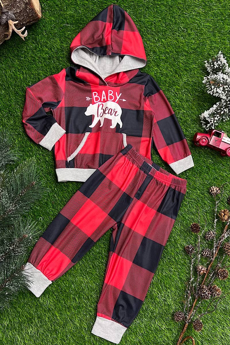 Baby Bear Plaid Printed Boys Pajama Set