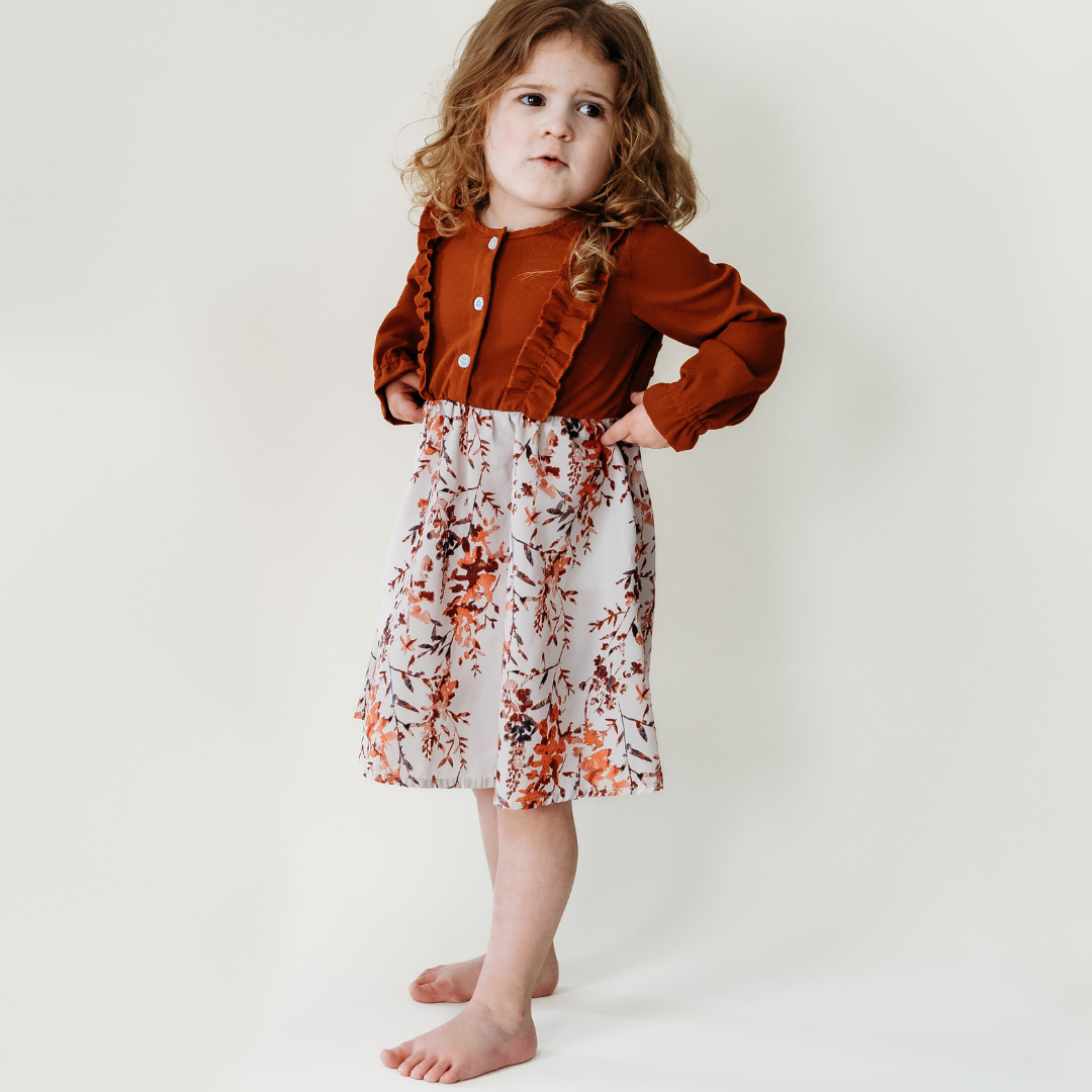 Girls Toffee Brown Midi Mommy & Me Dress