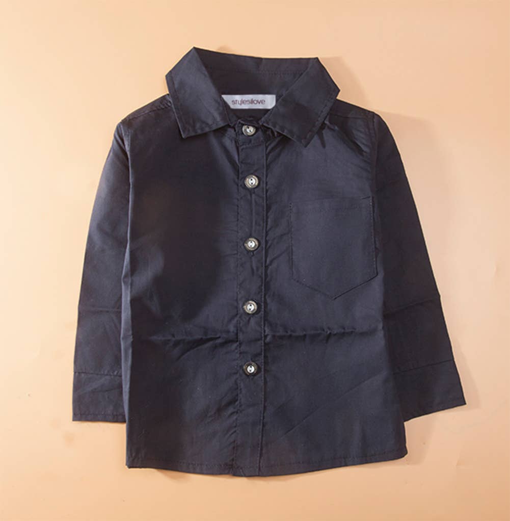 Blue Button Down Shirt, Suspender Straps & Pants