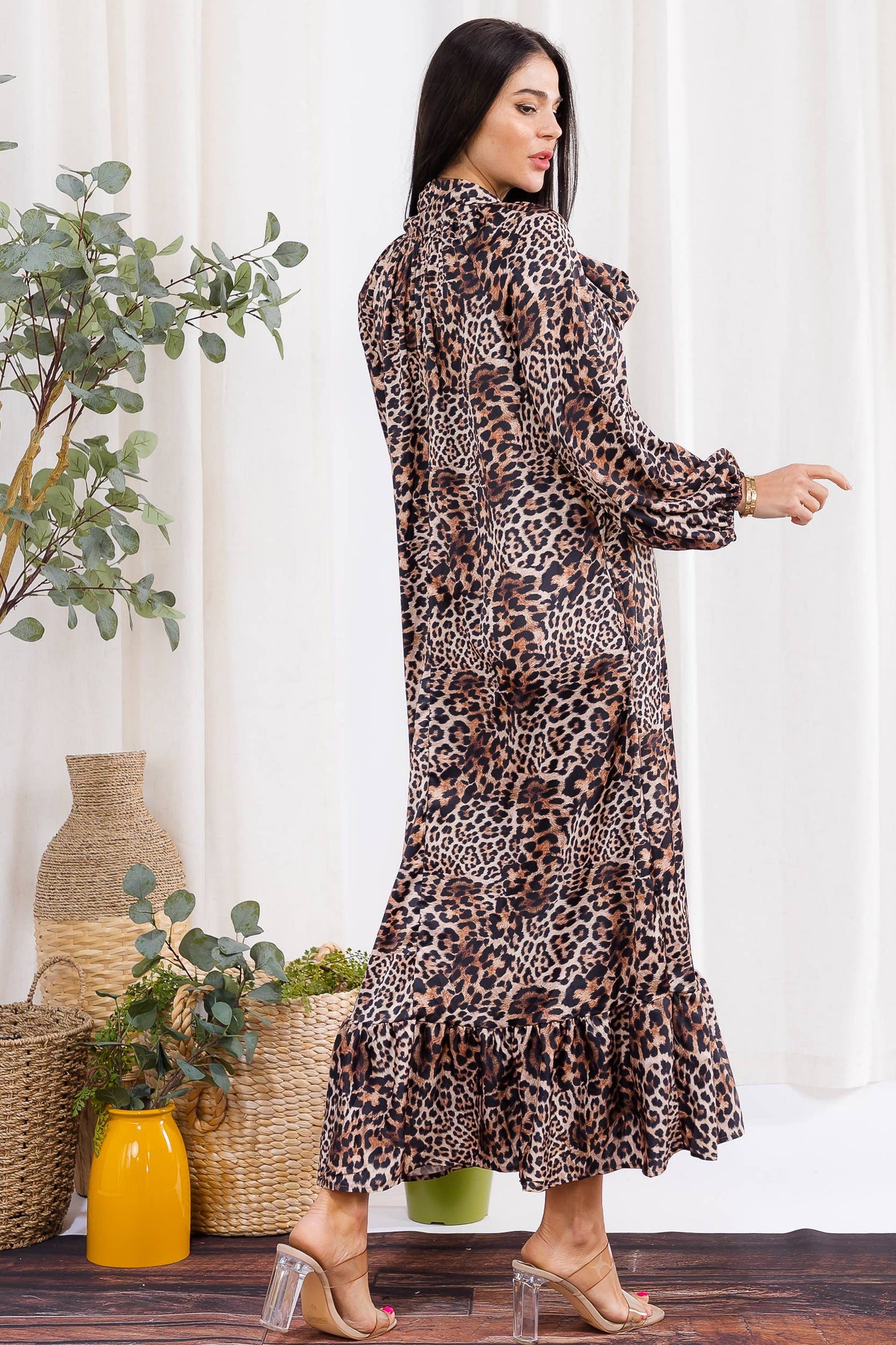 Printed Bow-Tie Maxi Dress