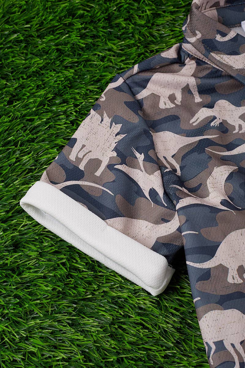 Camouflage Dinosaur Printed Shirt