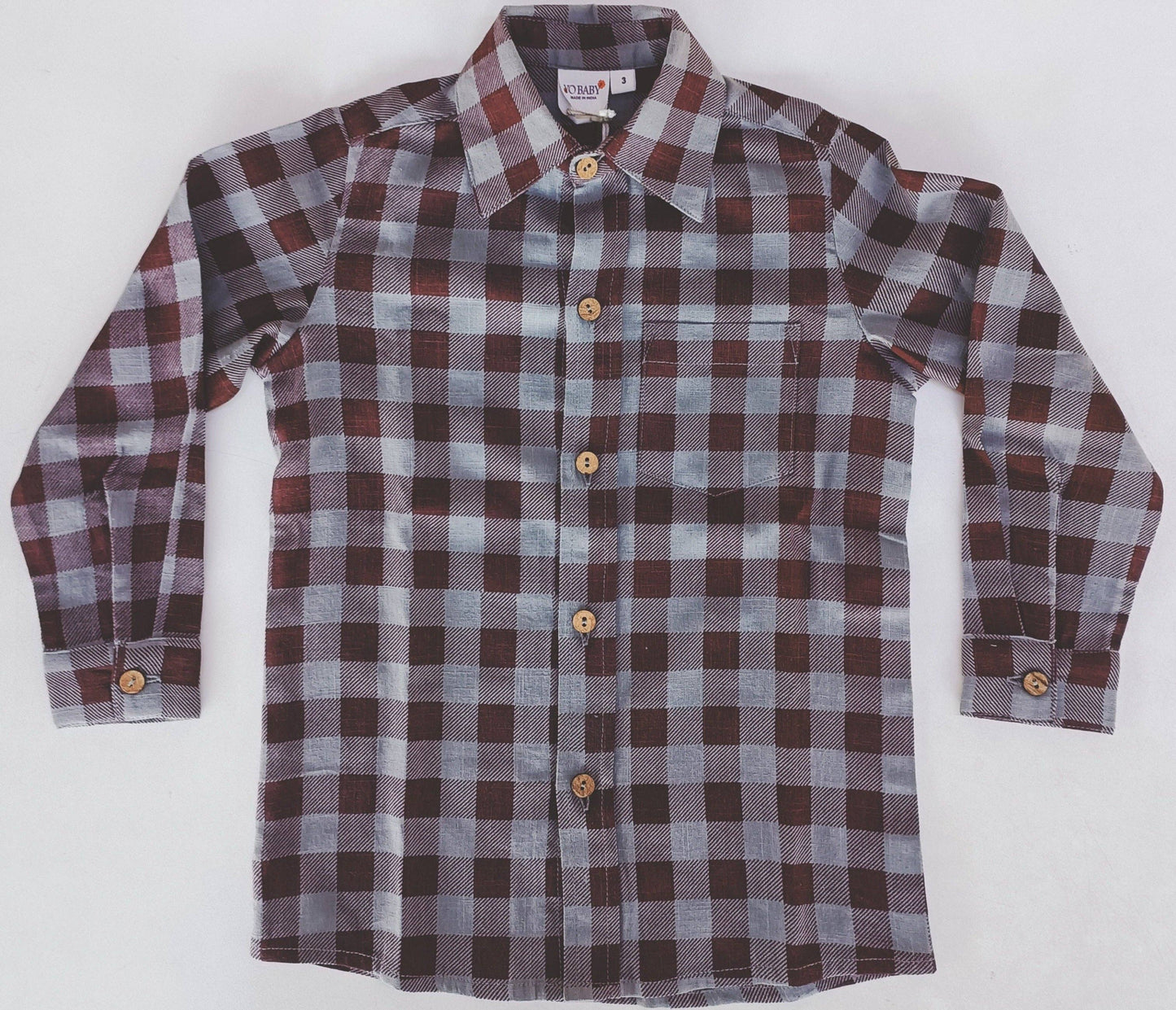 Burgundy Checkered Print Boys Shirt
