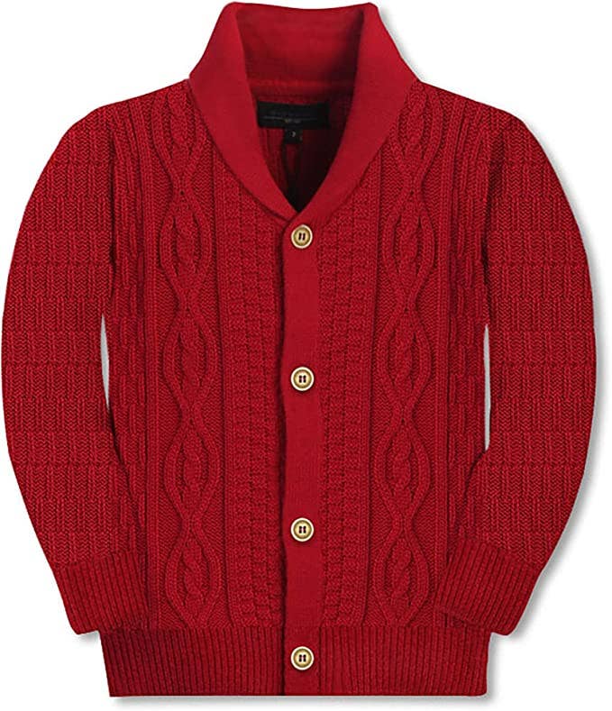 Boys Knitted Shawl Collar Cardigan Sweater %100 Cotton GB-SW2