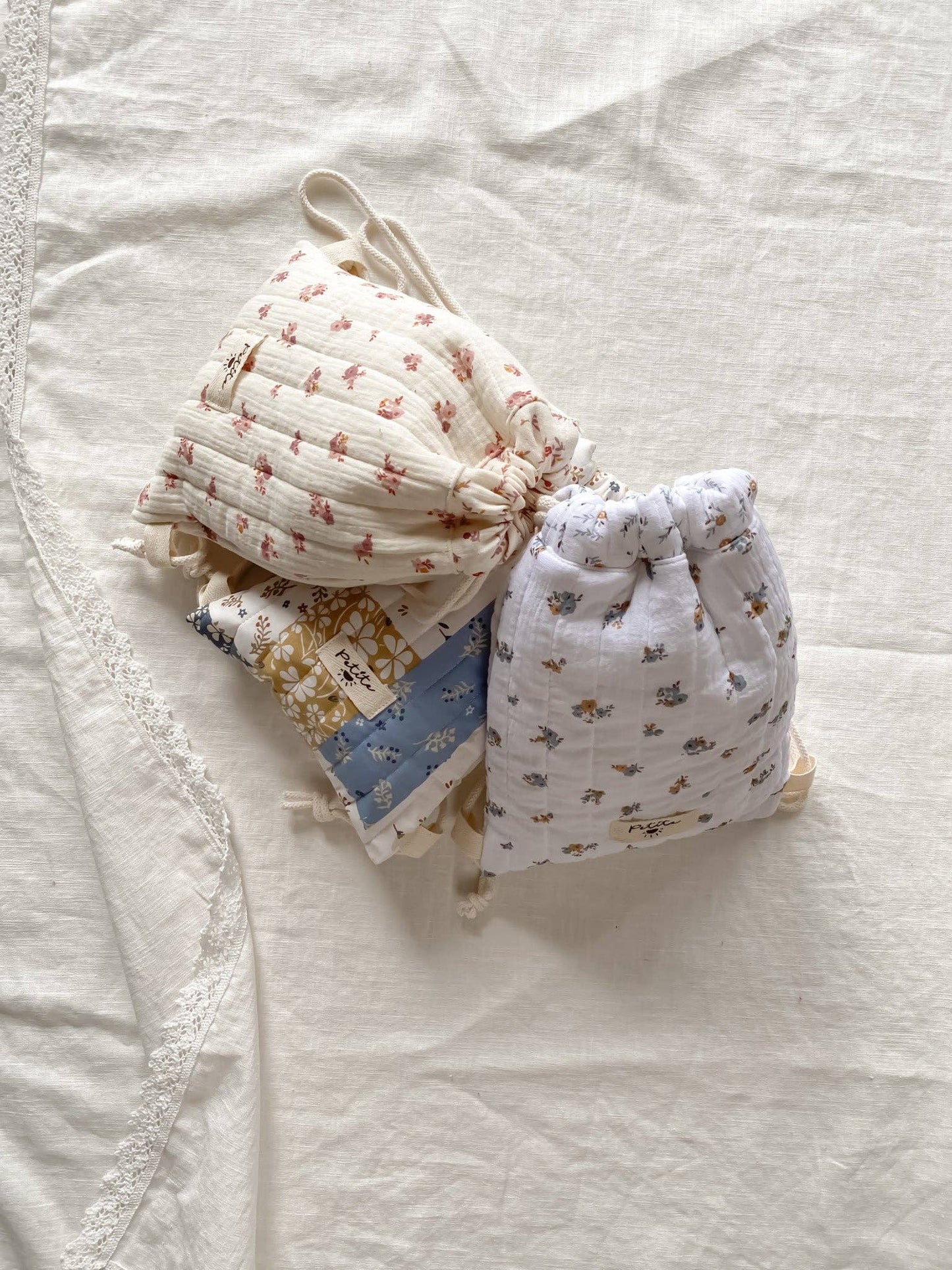 Quilted Drawstring Patchwork Backpack