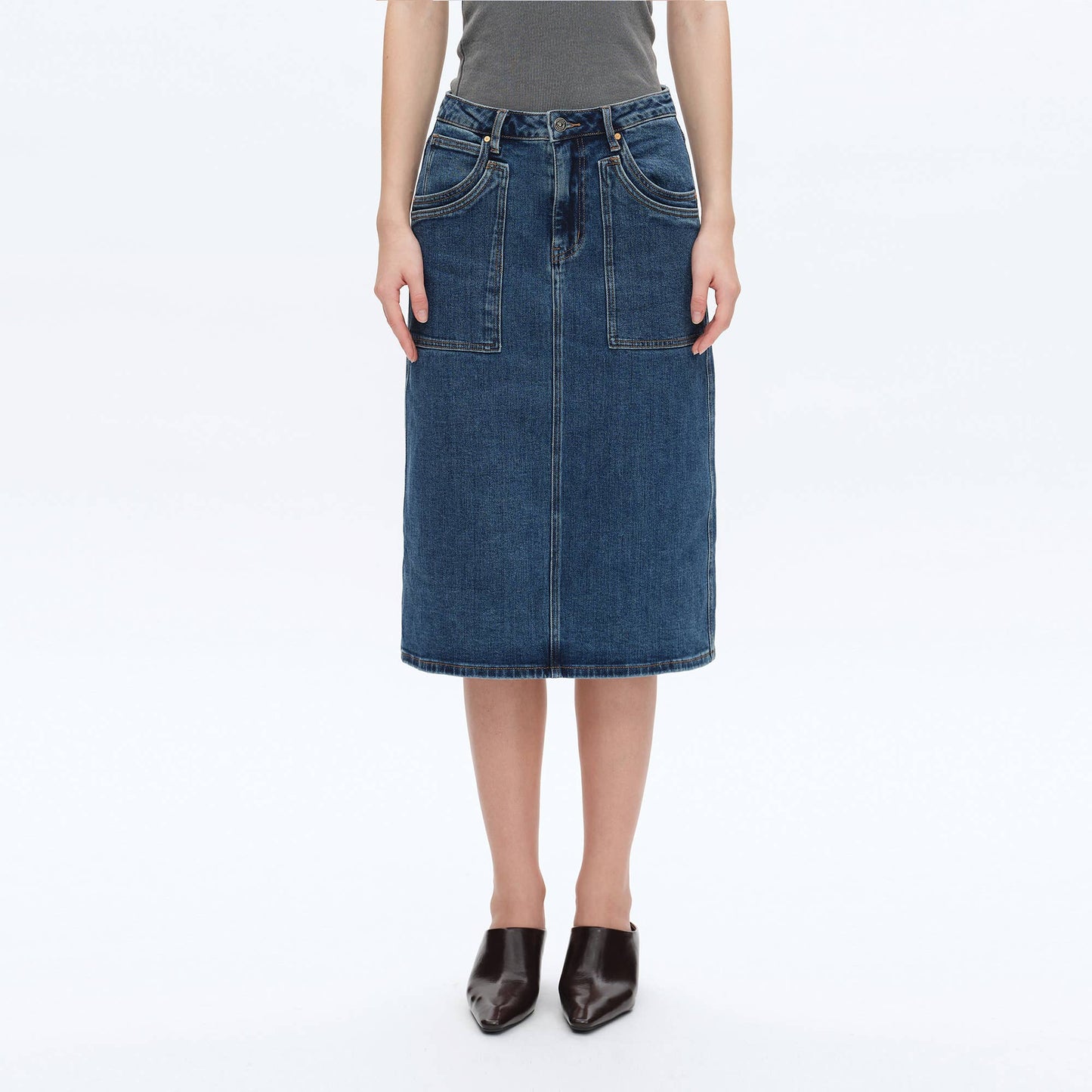 Freefall Beth Midi Denim Skirt