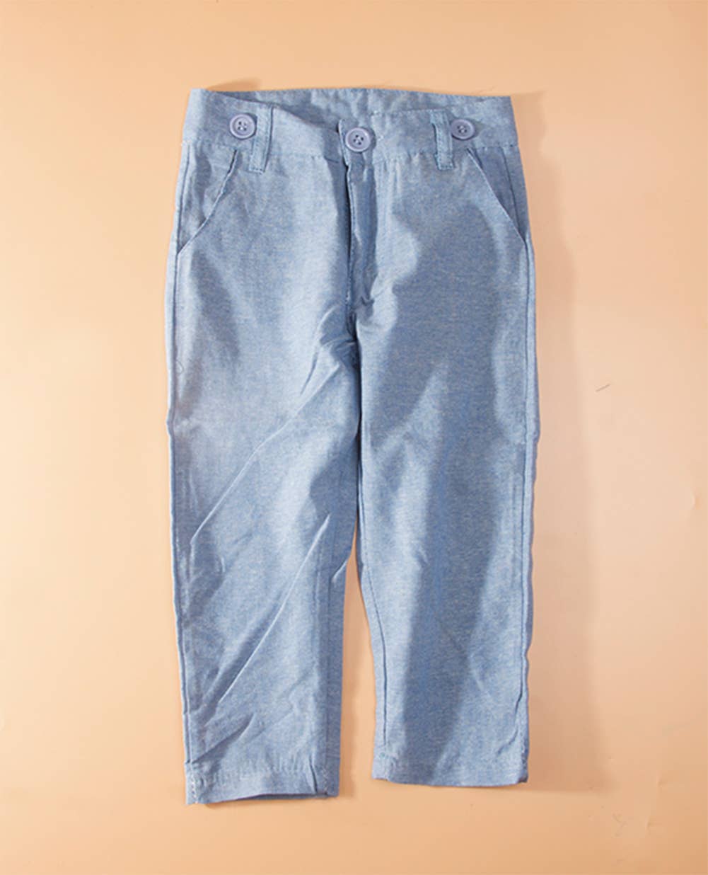 Blue Button Down Shirt, Suspender Straps & Pants
