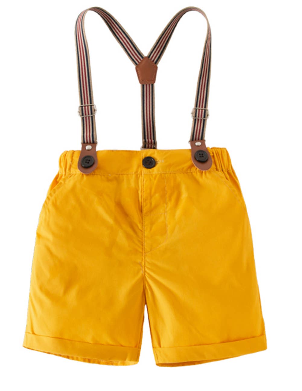 Mustard Classic Boy Cotton Chino Shorts w/Suspenders