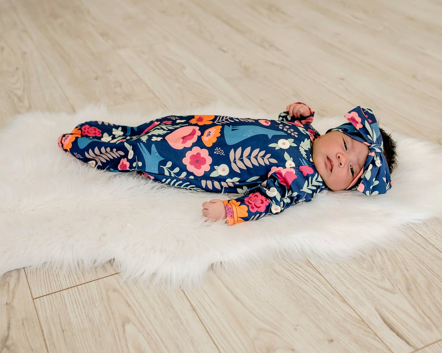 Fox Baby Gown & Bow Headband
