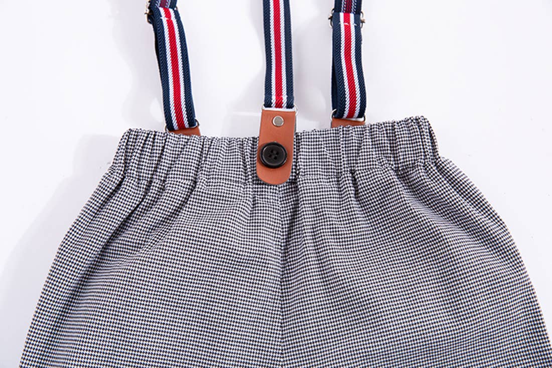 Black Classic Cotton Chino Long Pants w/Suspenders