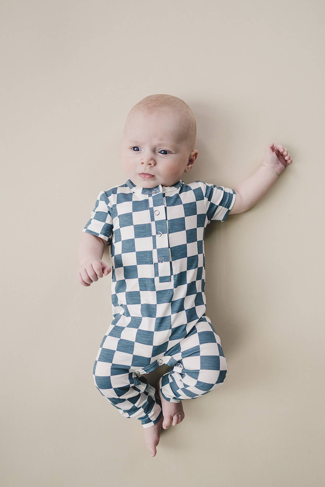 Blue & White Bamboo Checkered Jumpsuit
