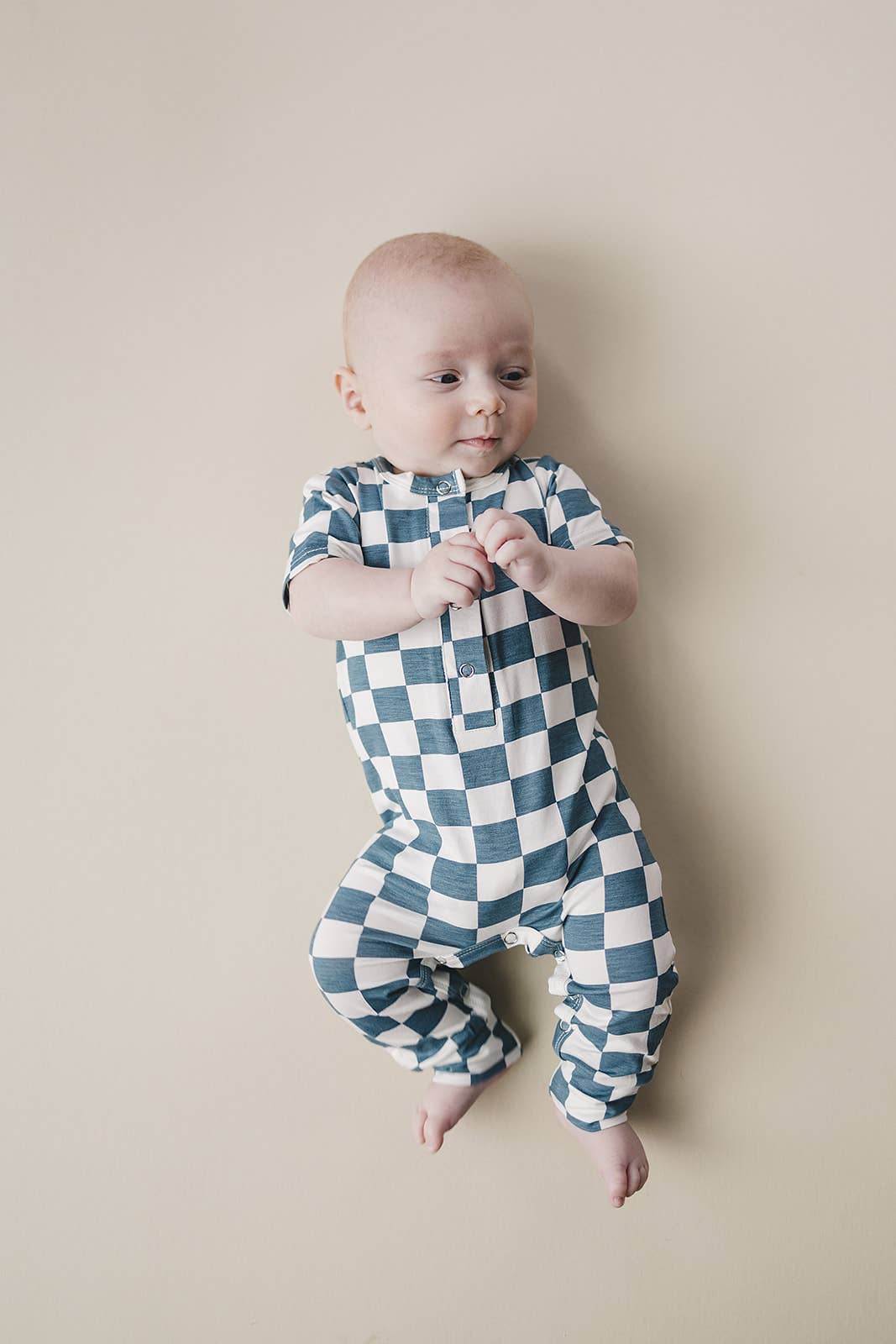 Blue & White Bamboo Checkered Jumpsuit