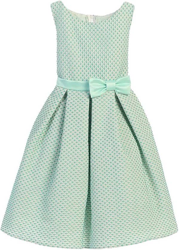 Petite Polka Dot Jacquard Special Occasion Dress
