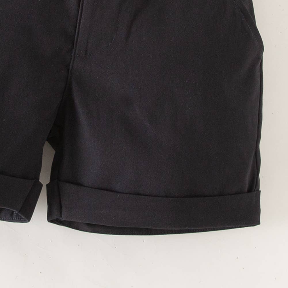 Navy Blue Classic Boy Cotton Chino Shorts w/Suspenders