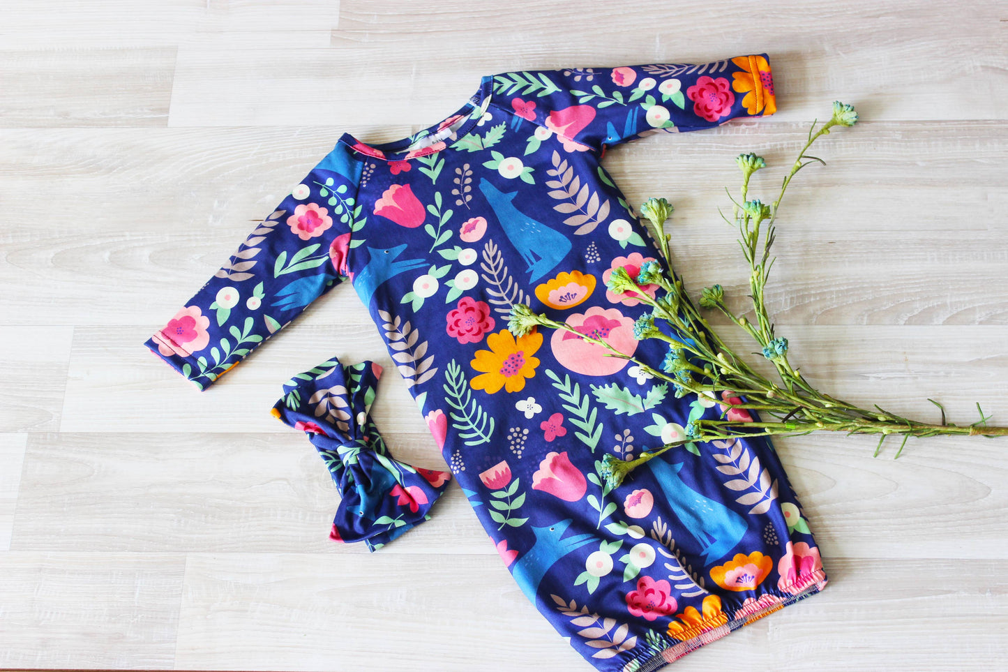 Fox Baby Gown & Bow Headband