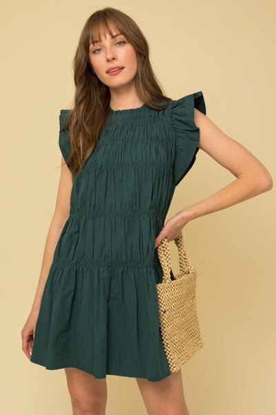 Green Ruffle Smocked Dress