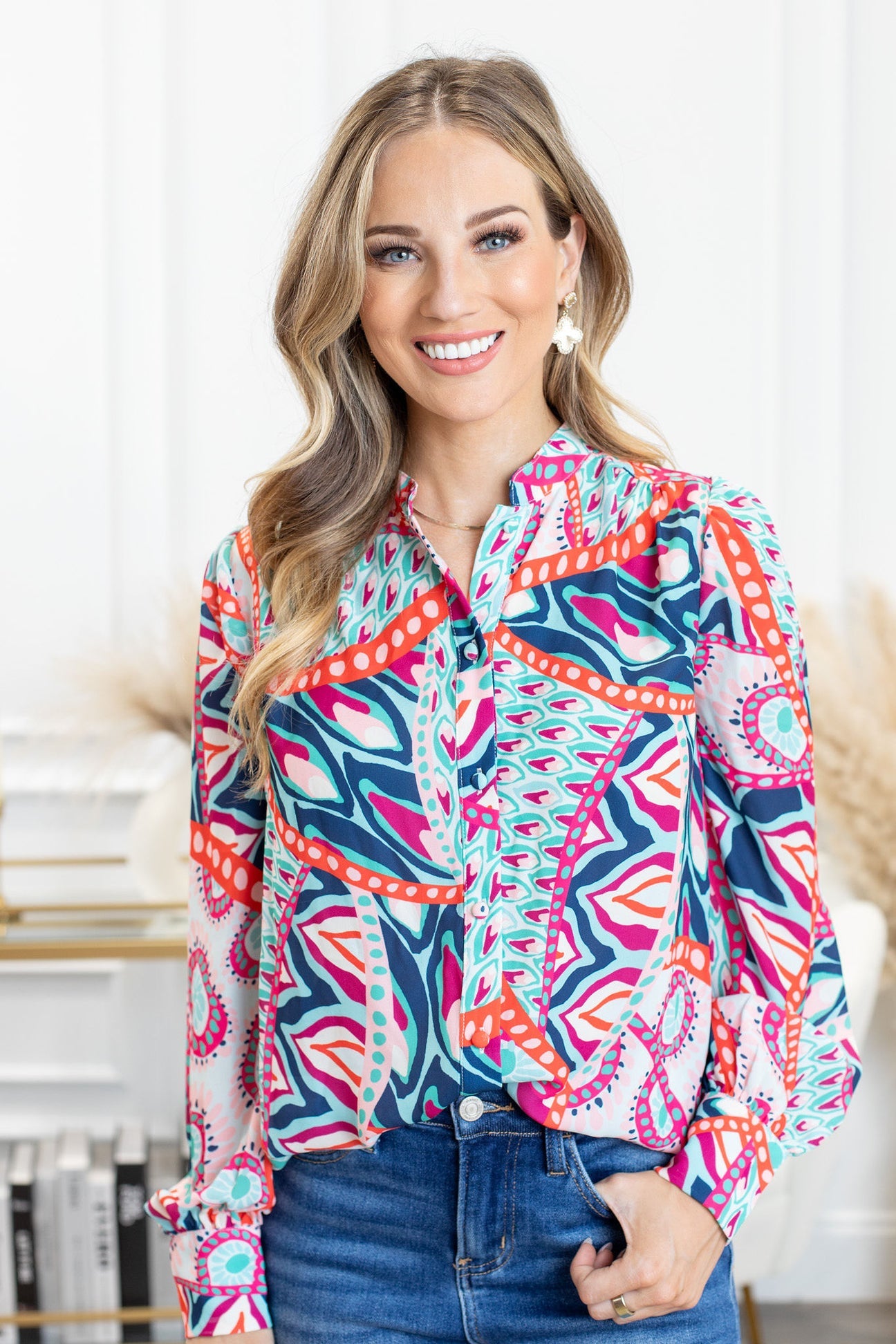 Colorful Button Down Top