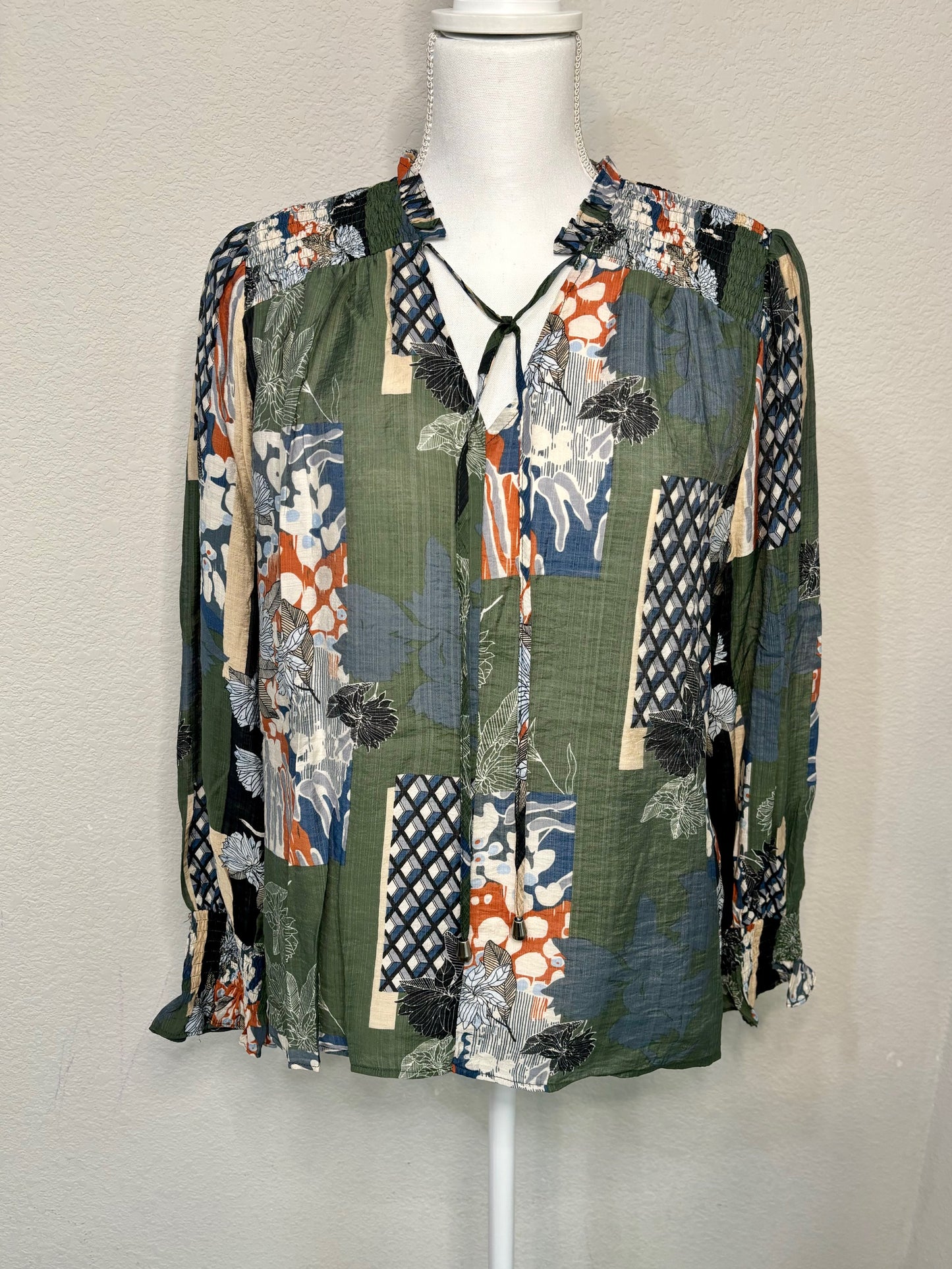 Women's Mixed Print Green Top