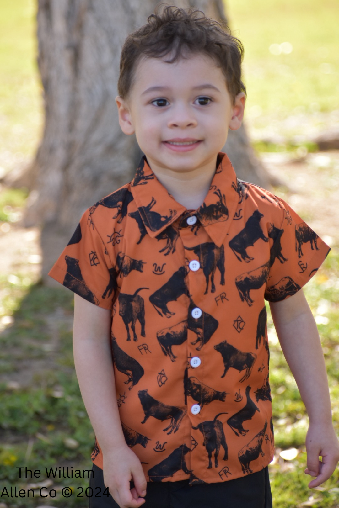 Western Print Boy Shirt & Short 2pc Set