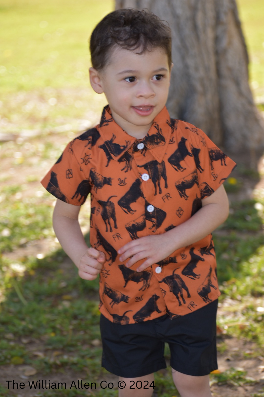 Western Print Boy Shirt & Short 2pc Set