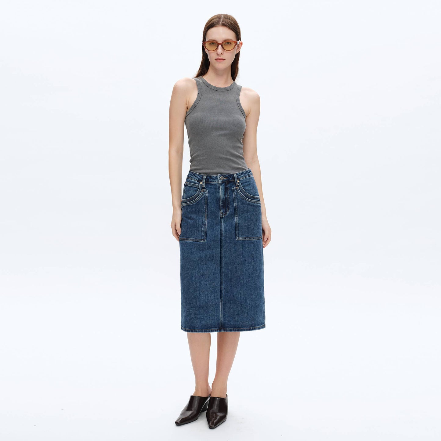 Freefall Beth Midi Denim Skirt