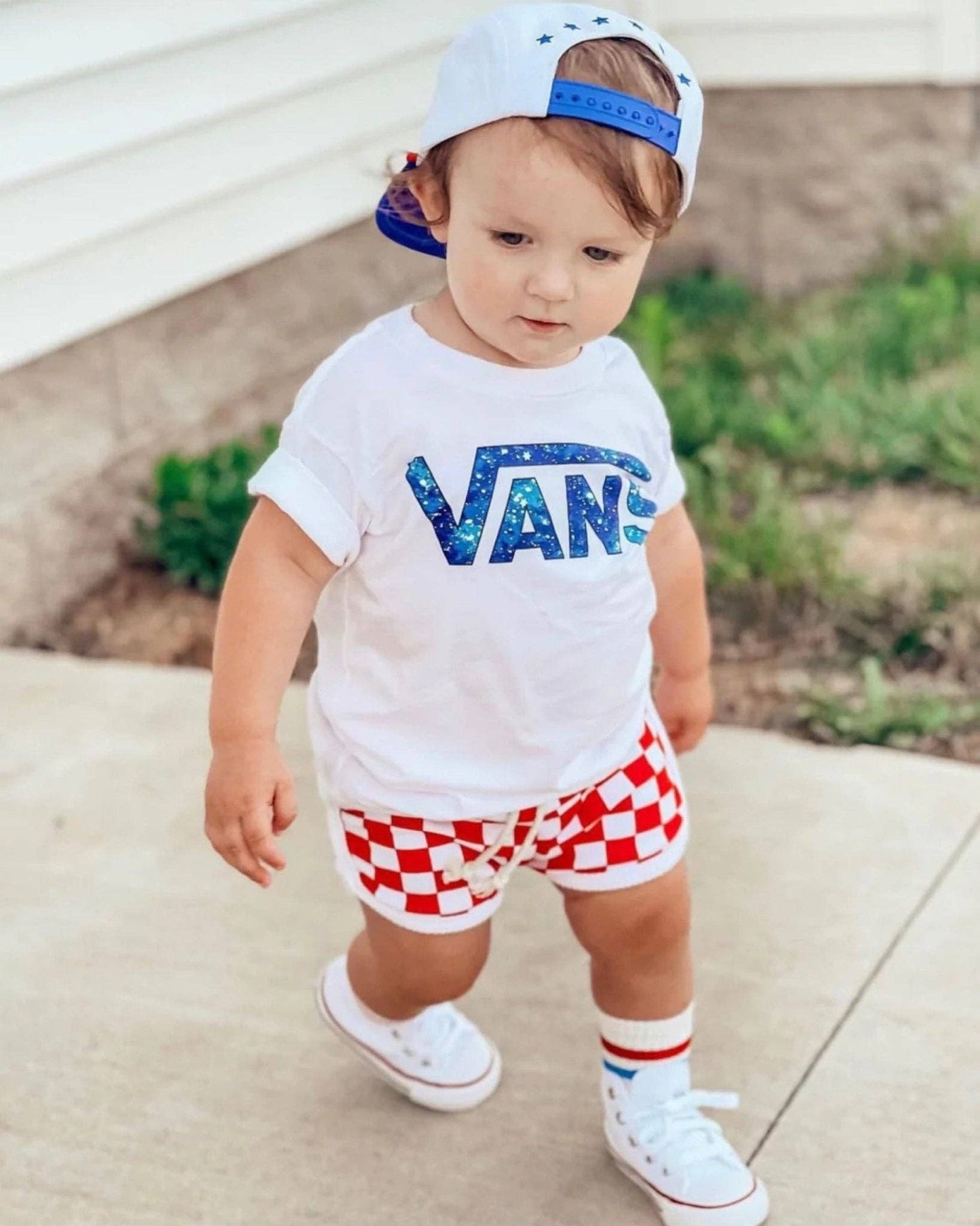 Red Retro Checkered Shorts