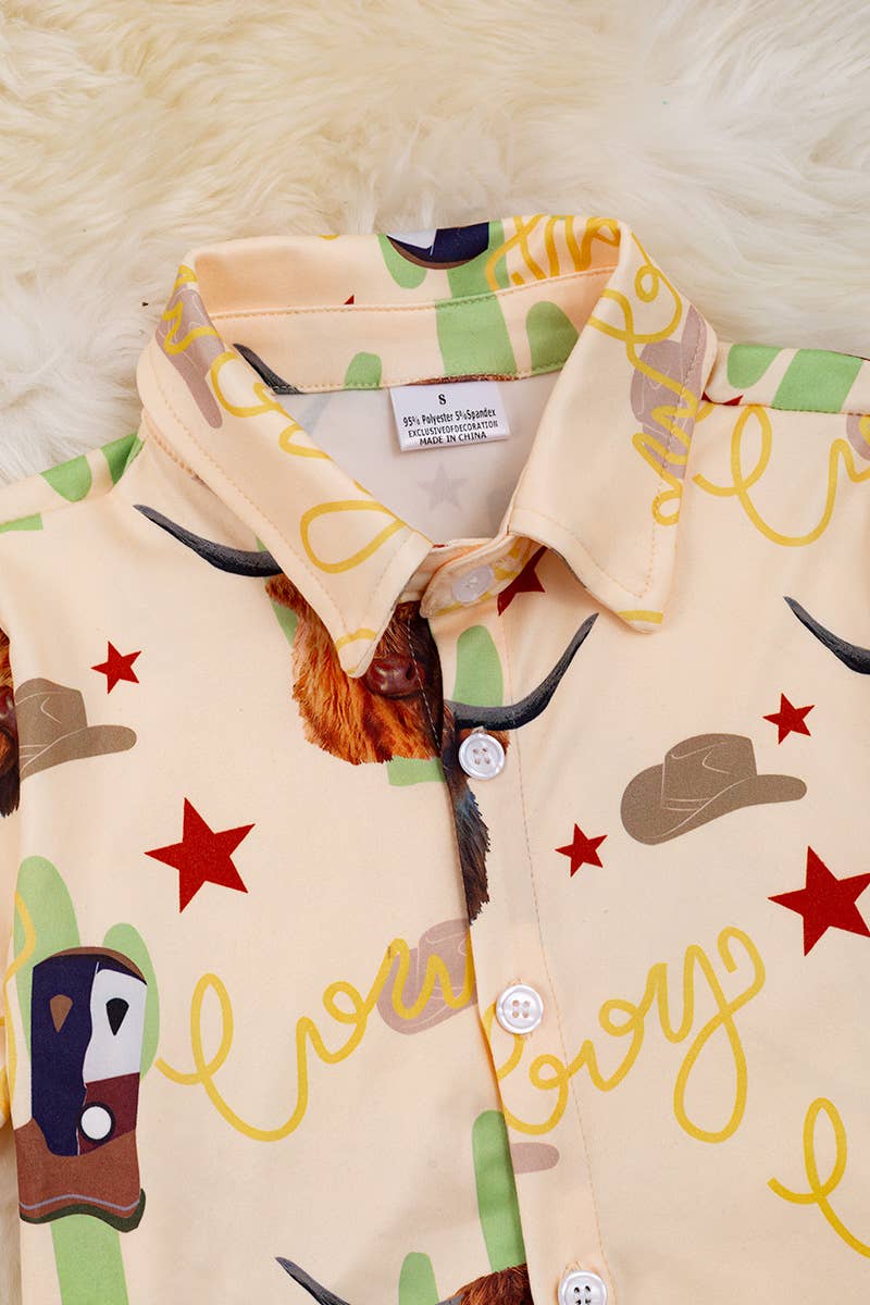 TEXAN COWBOY PRINTED BOYS BUTTON UP SHIRT. TPB420012 LOI