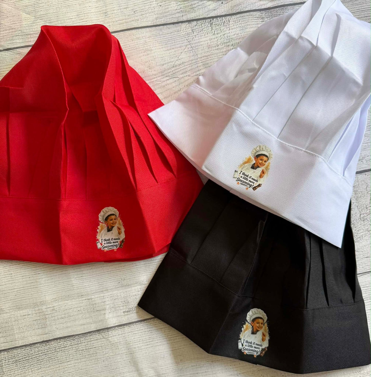 "It Think It Needs A Little More Seasoning" Apron and Chefs Hat Combo (Kids)