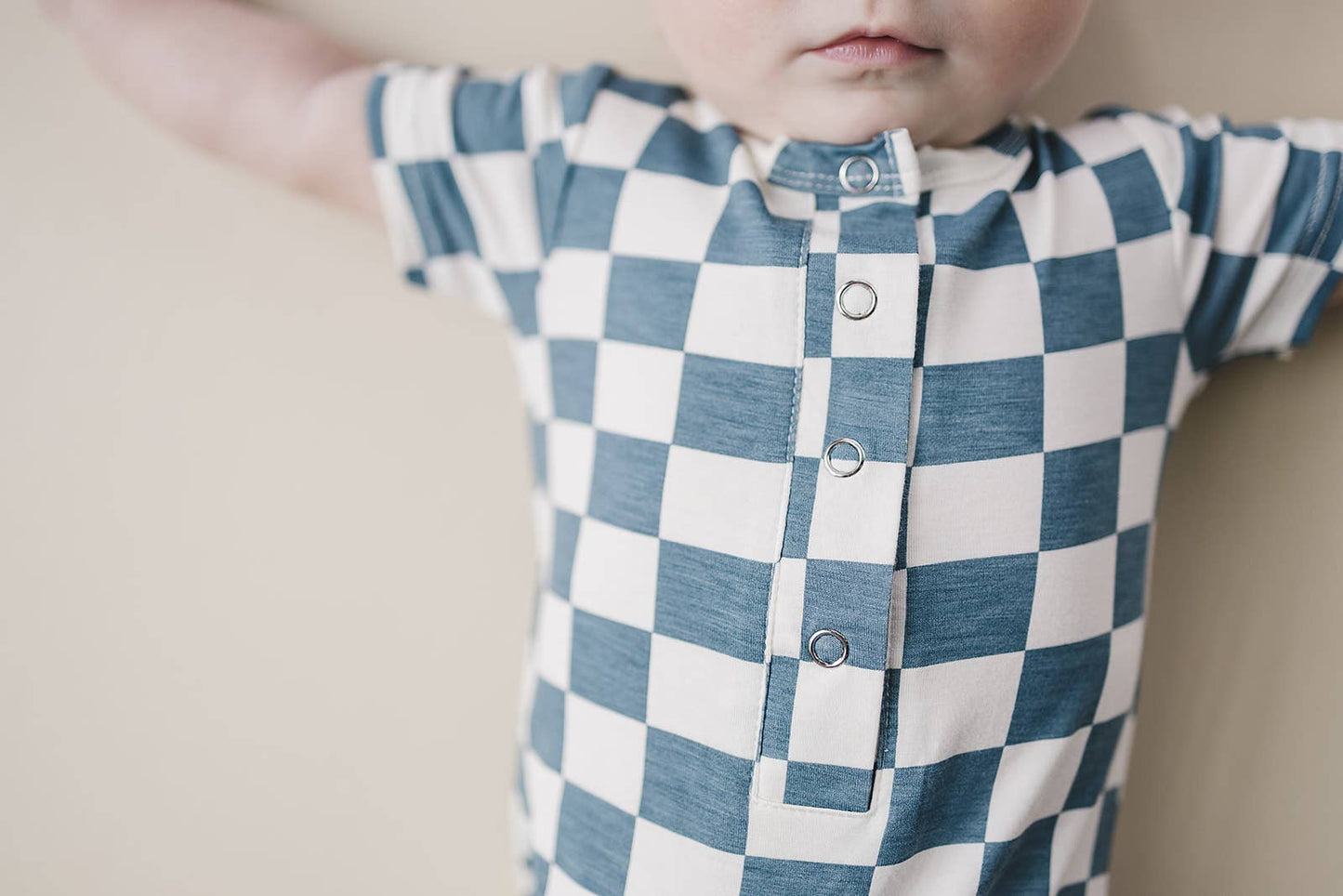 Blue & White Bamboo Checkered Jumpsuit