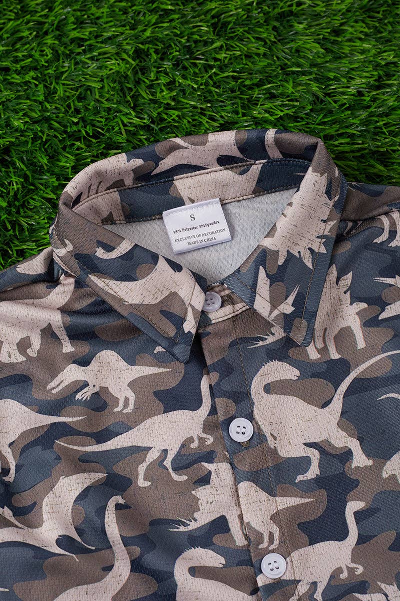 Camouflage Dinosaur Printed Shirt