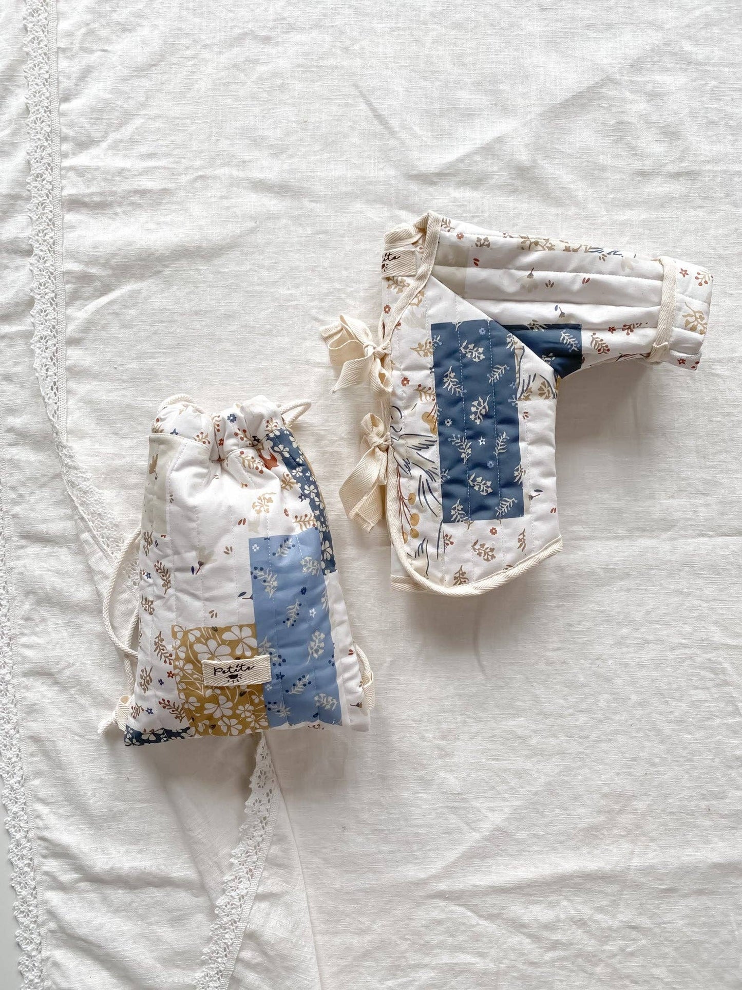 Quilted Drawstring Patchwork Backpack