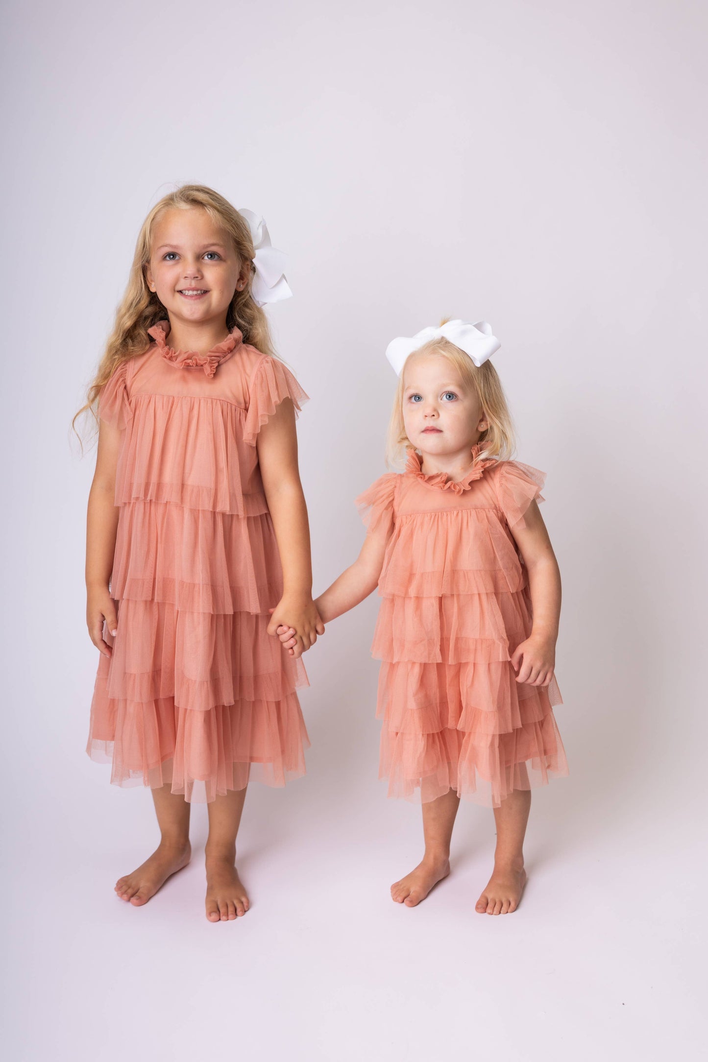 Dark Pink Tulle Ruffled Tiered Dress